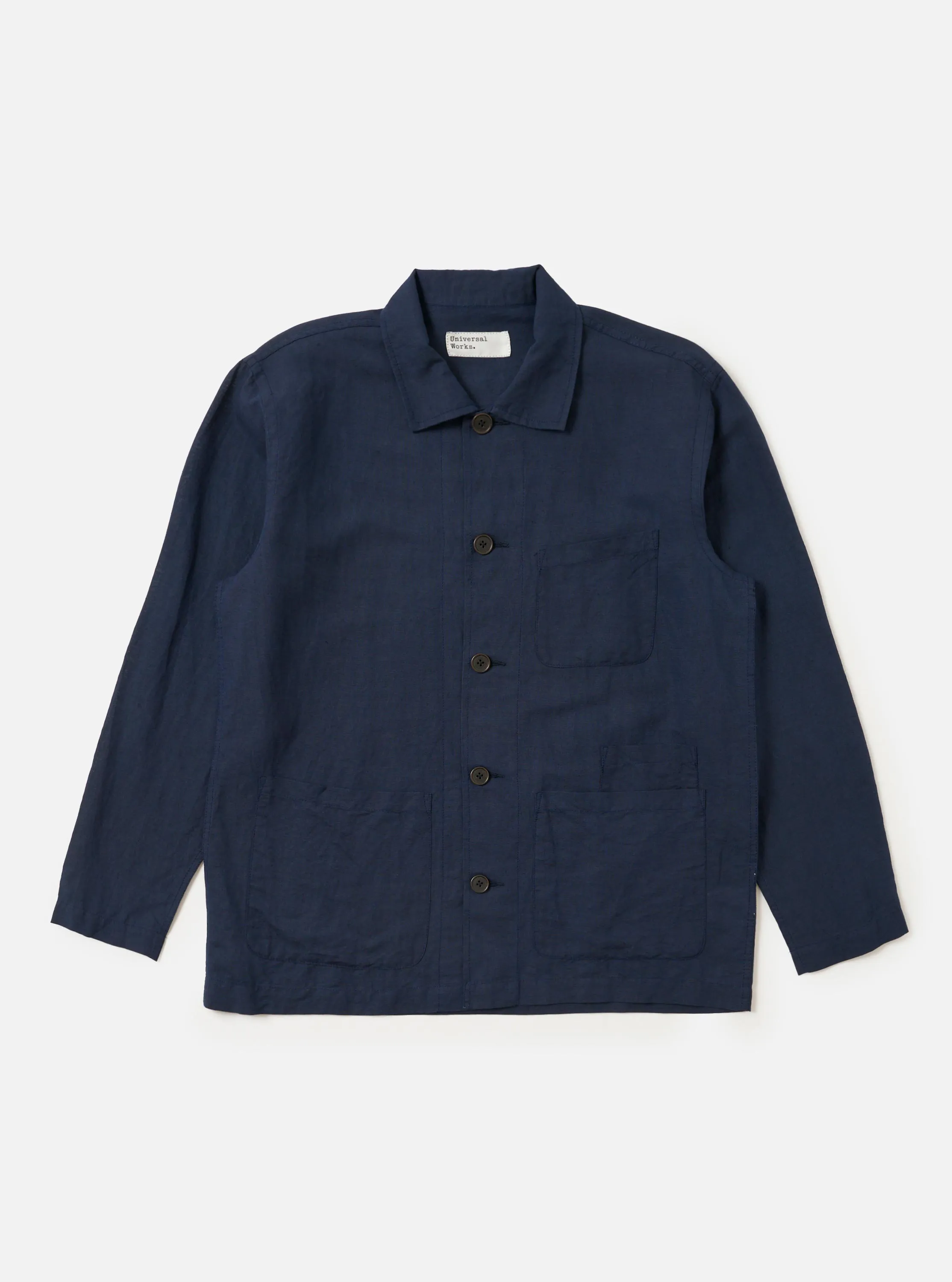 Navy Linen Cotton Shirting Bakers Overshirt sold by Universal Works