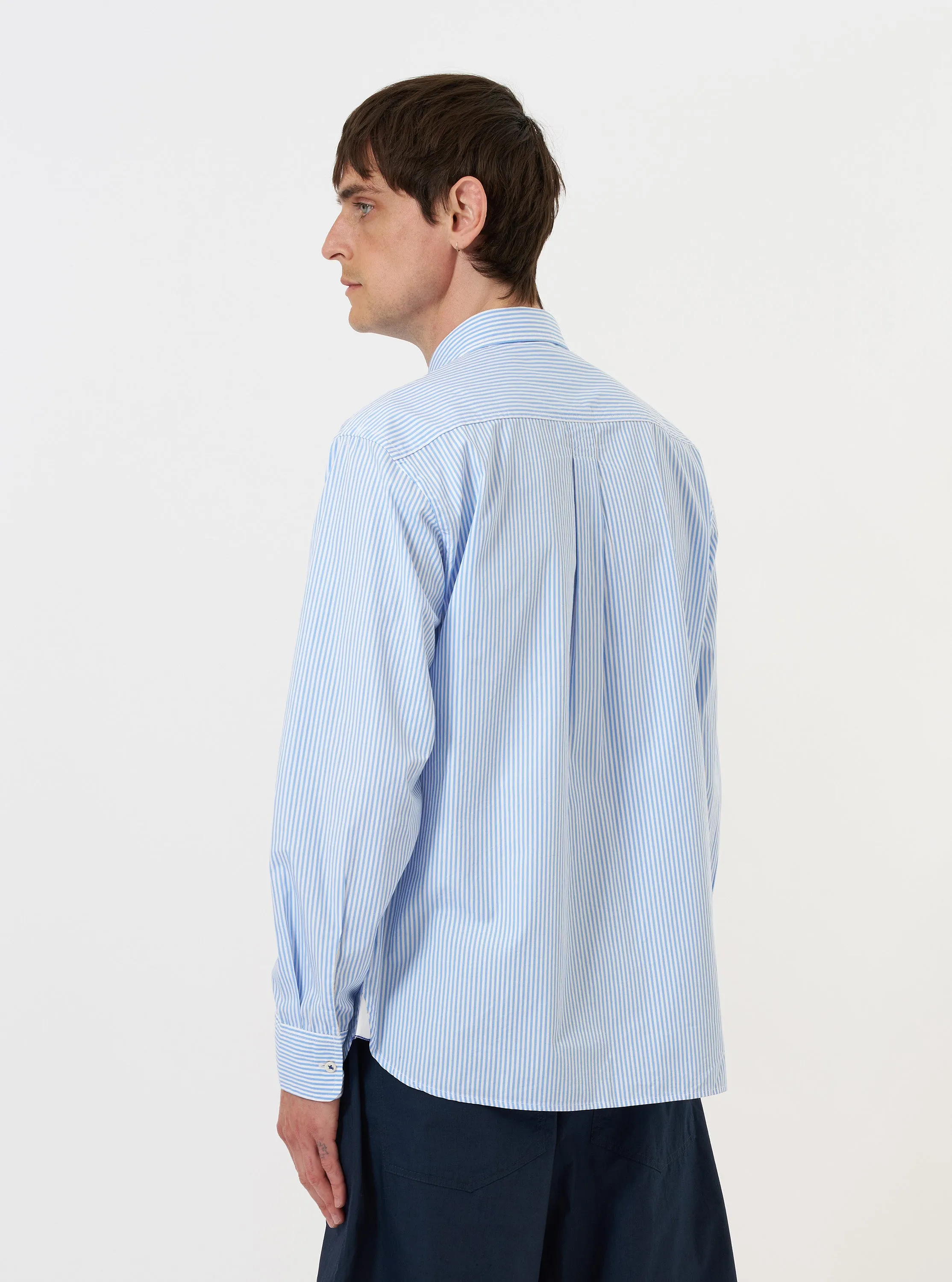 Sky/White Classic Nipon Stripe Lazy Day Shirt sold by Universal Works product image thumbnail 3