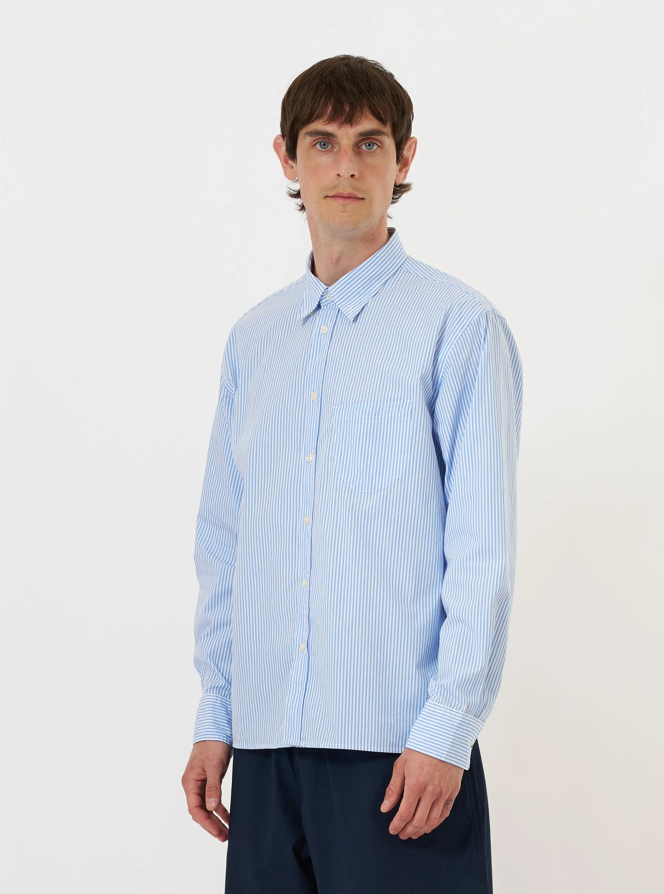 Sky/White Classic Nipon Stripe Lazy Day Shirt sold by Universal Works product image thumbnail 2