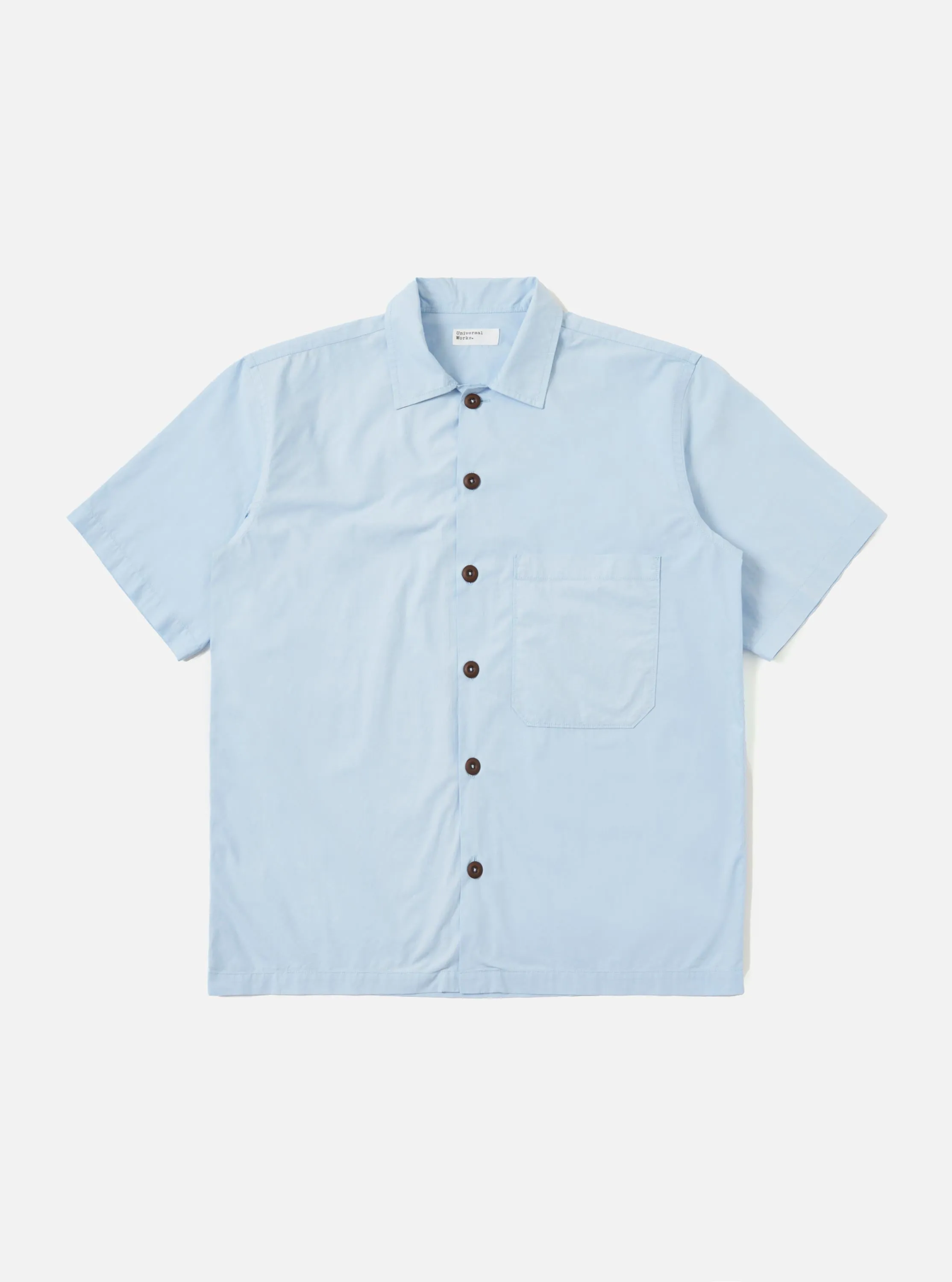 Sky Blue Paper Touch Cotton S/S Fatigue Shirt sold by Universal Works