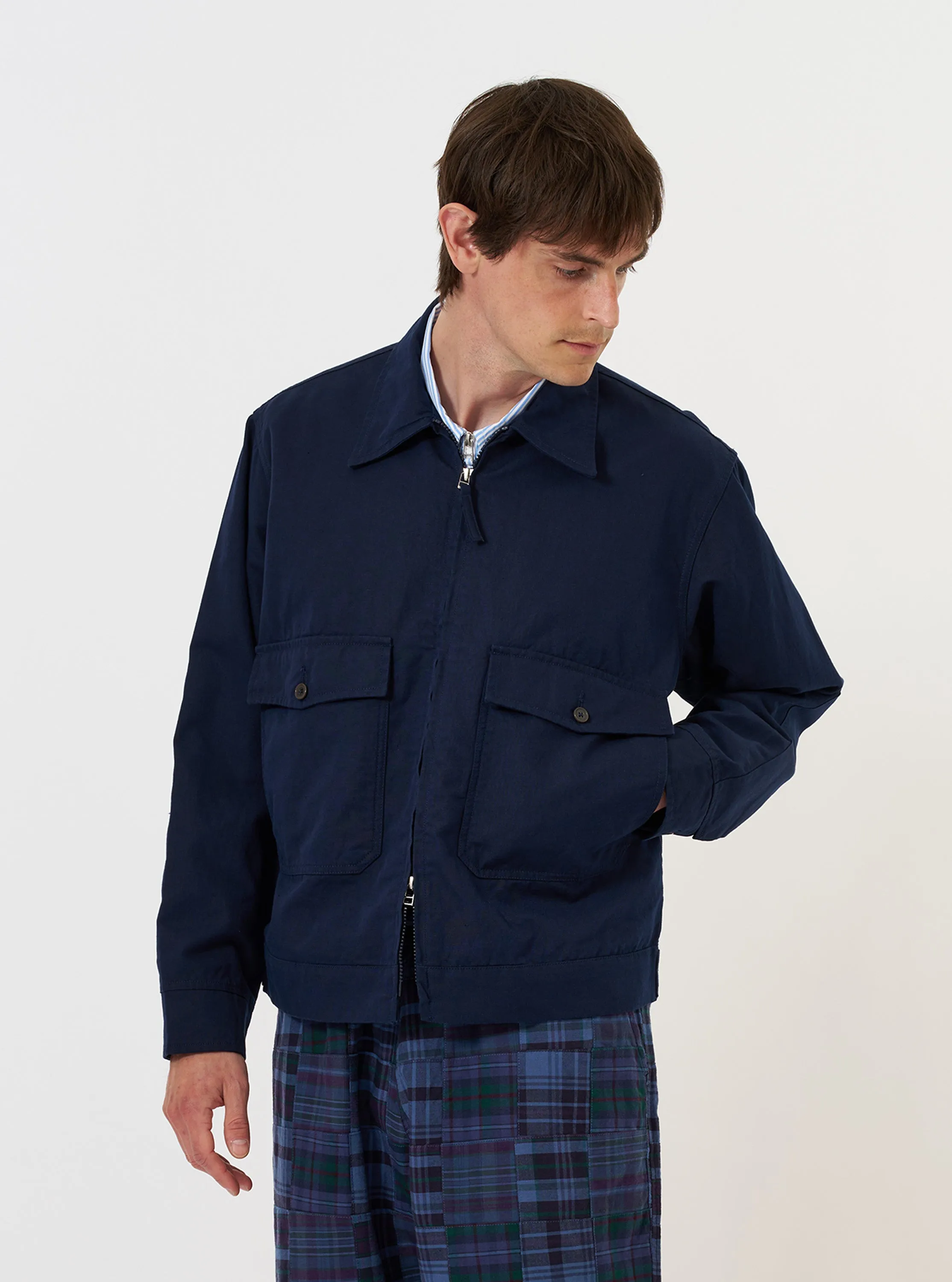 Navy Linen Slub Weave E130 Jacket sold by Universal Works product image thumbnail 2