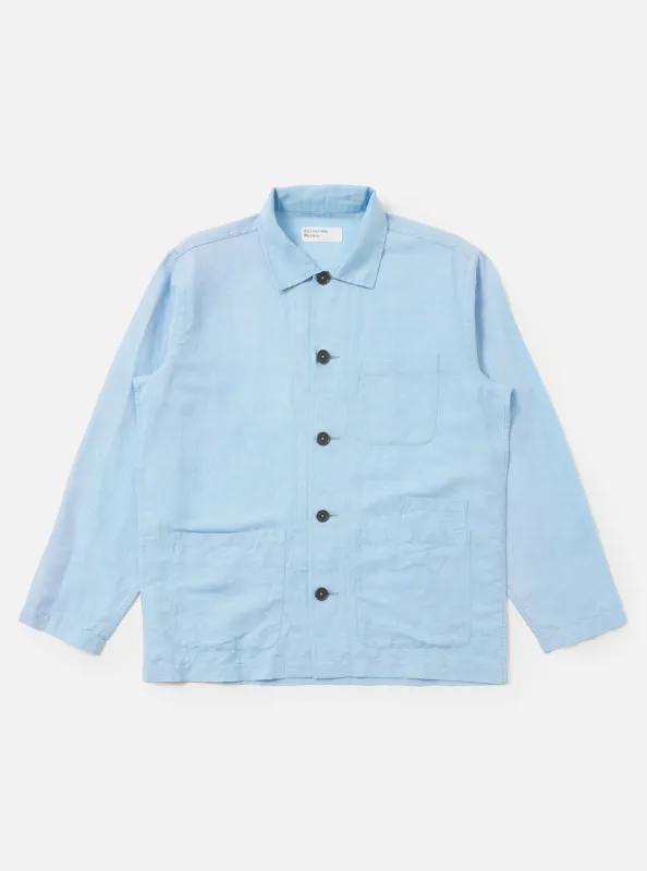 Pale Blue Linen Cotton Shirting Bakers Overshirt made by Universal Works