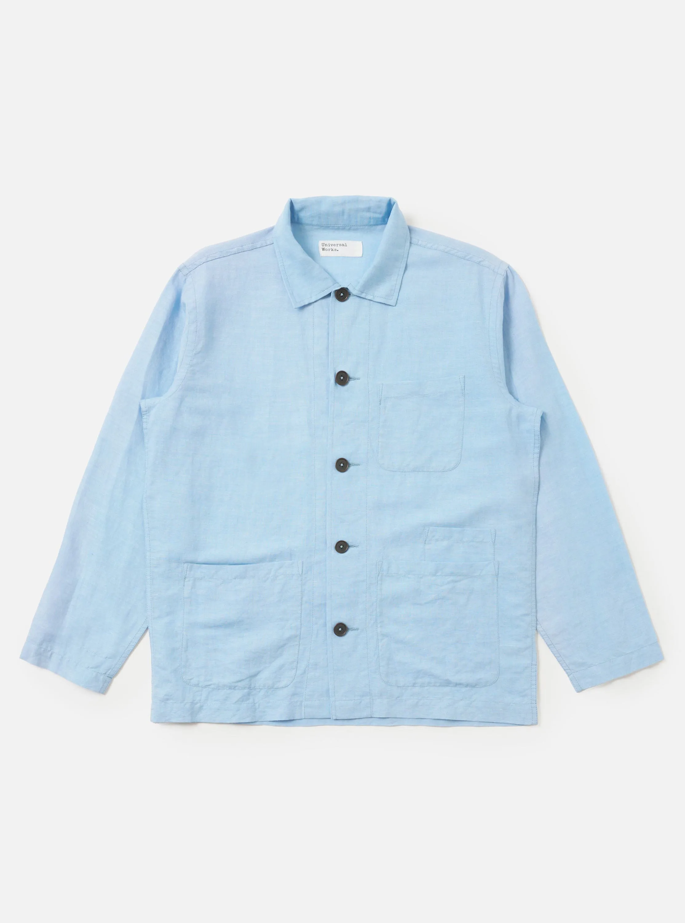 Pale Blue Linen Cotton Shirting Bakers Overshirt sold by Universal Works