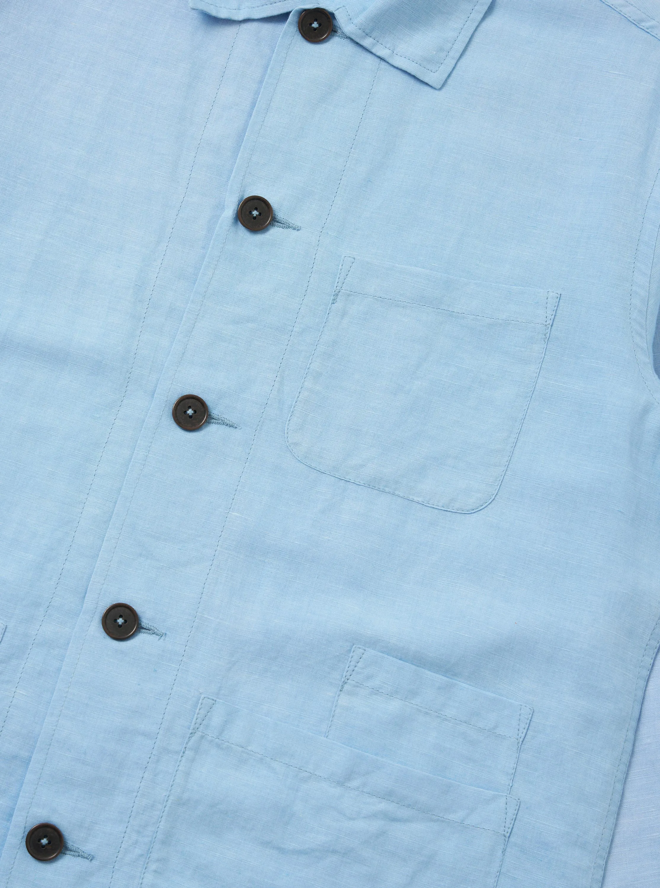 Pale Blue Linen Cotton Shirting Bakers Overshirt sold by Universal Works product image thumbnail 4