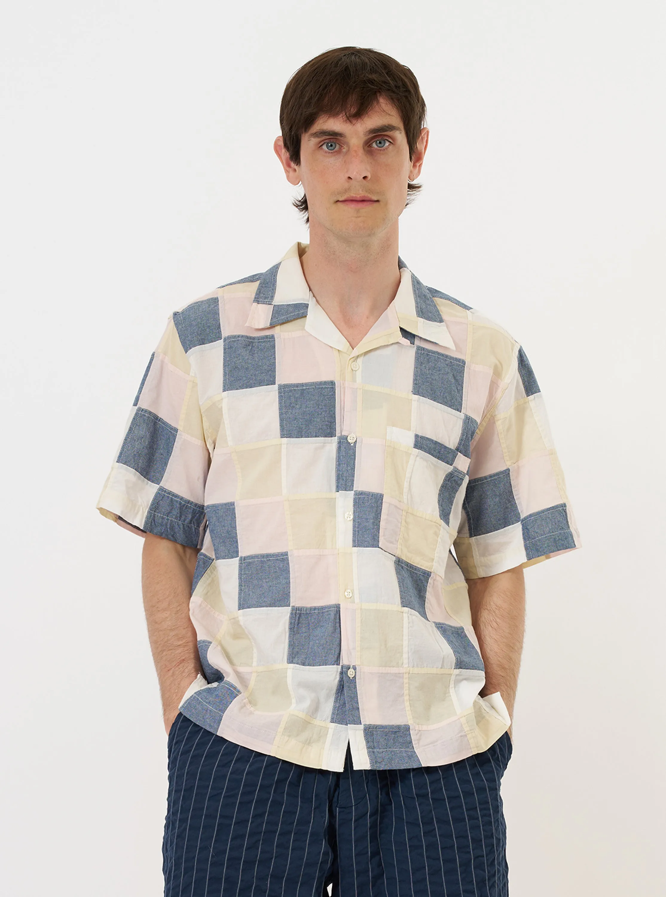 Pastel Check Patchwork Camp Shirt sold by Universal Works product image thumbnail 2
