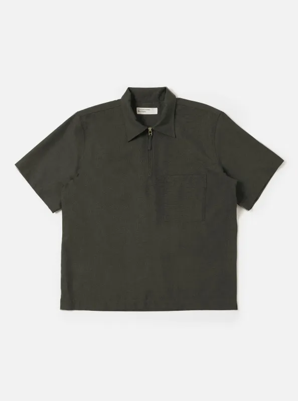 Olive Marl Tropical Suiting Ewan Shirt made by Universal Works