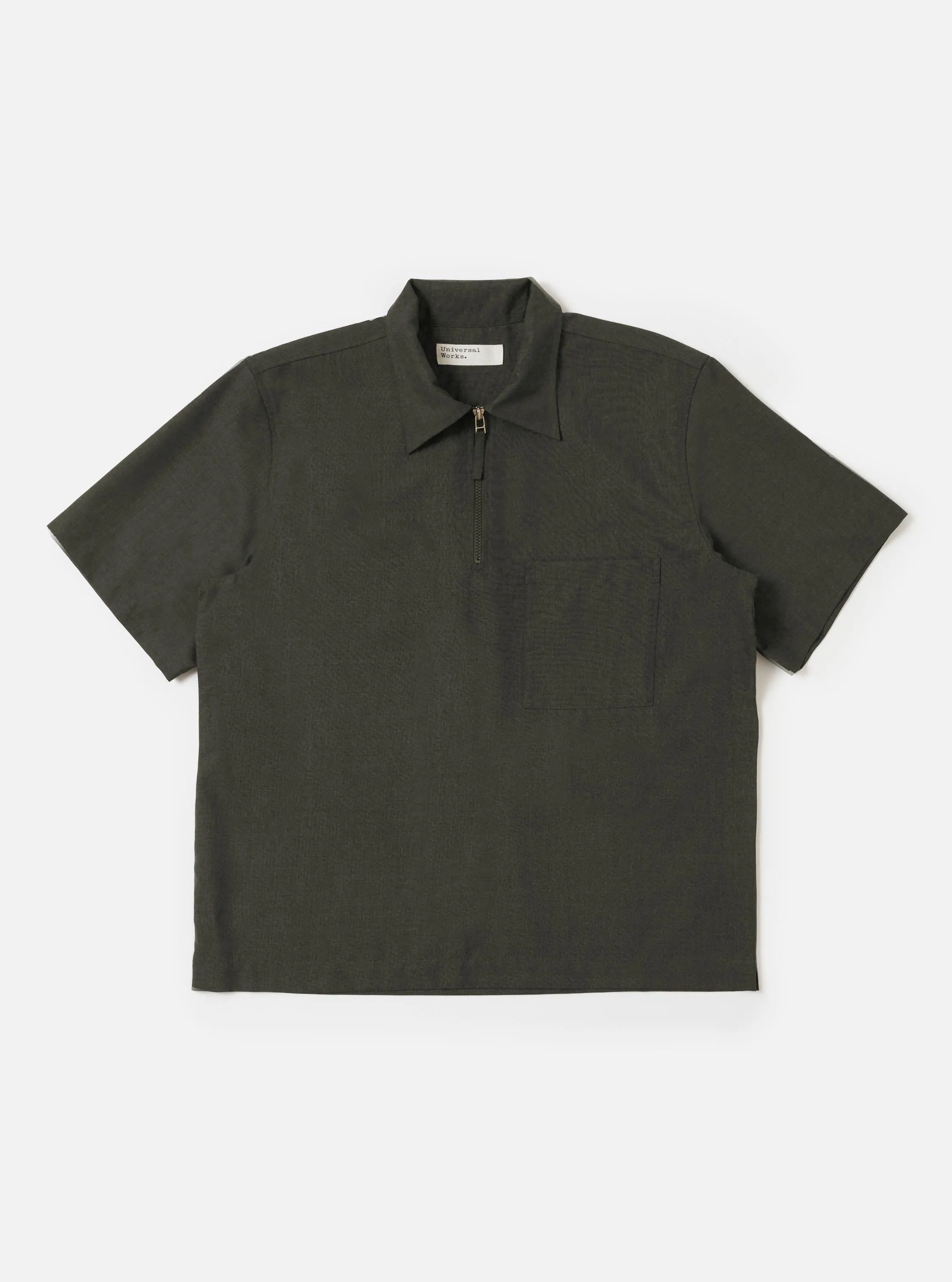 Olive Marl Tropical Suiting Ewan Shirt sold by Universal Works