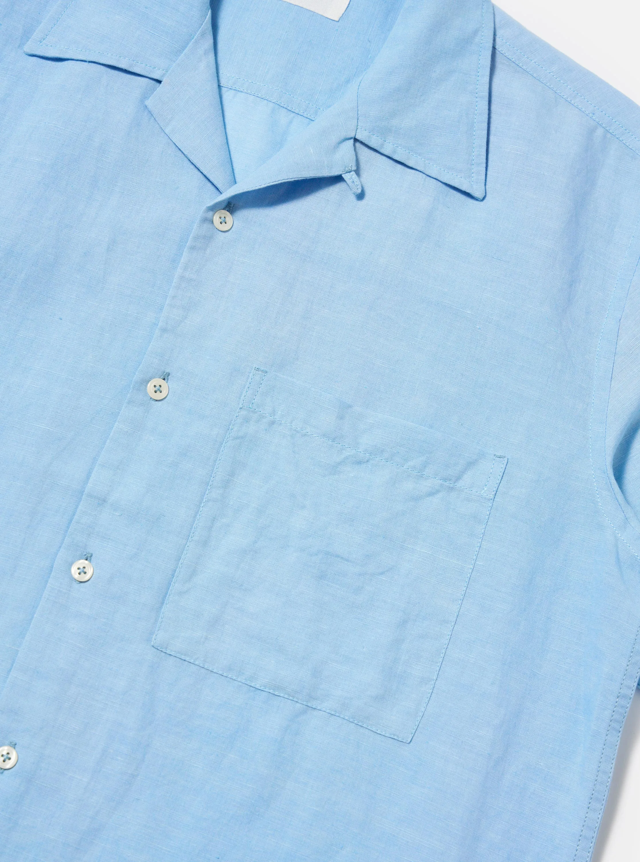 Pale Blue Linen Cotton Shirting Camp Shirt sold by Universal Works product image thumbnail 4