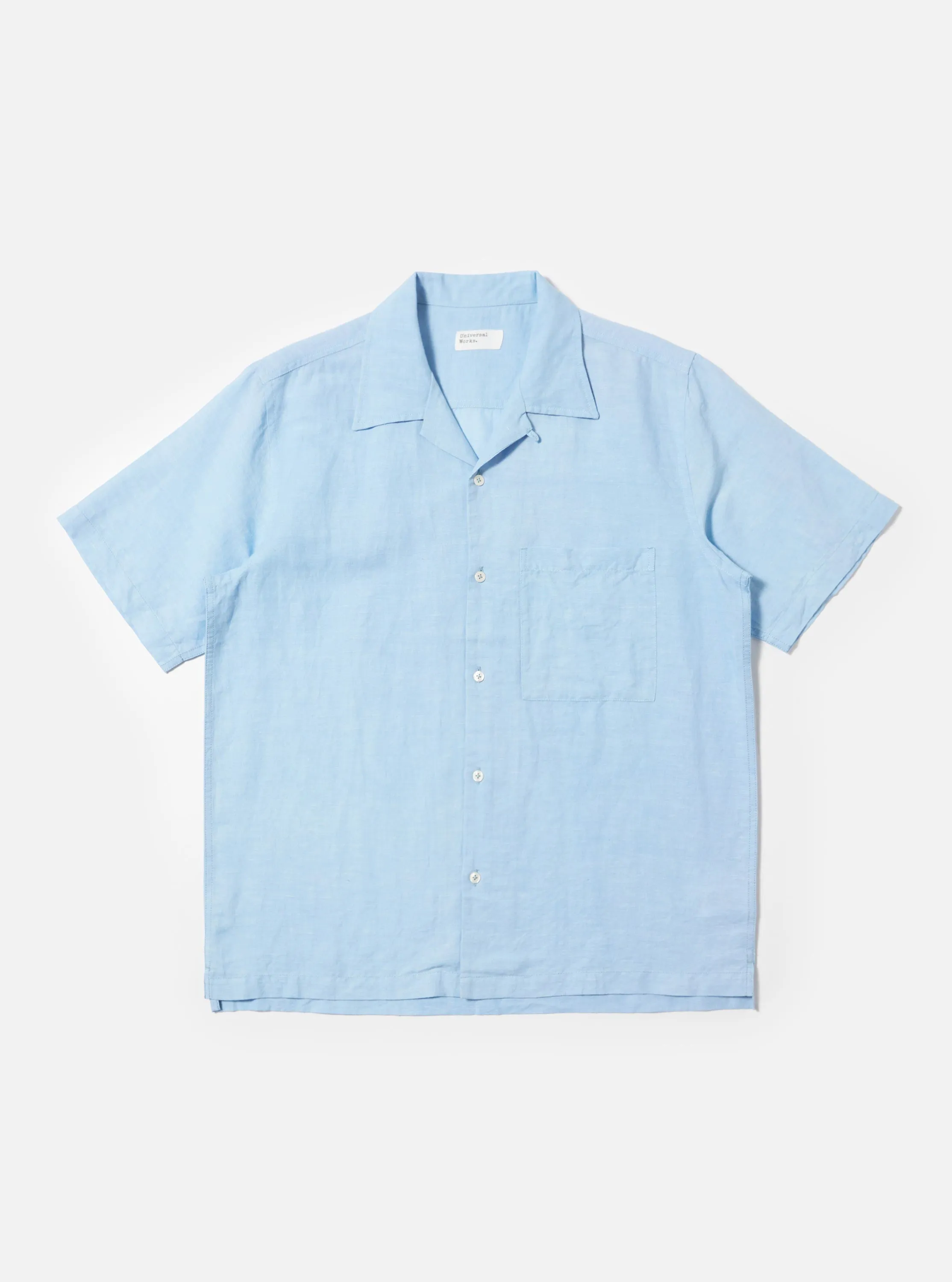 Pale Blue Linen Cotton Shirting Camp Shirt sold by Universal Works