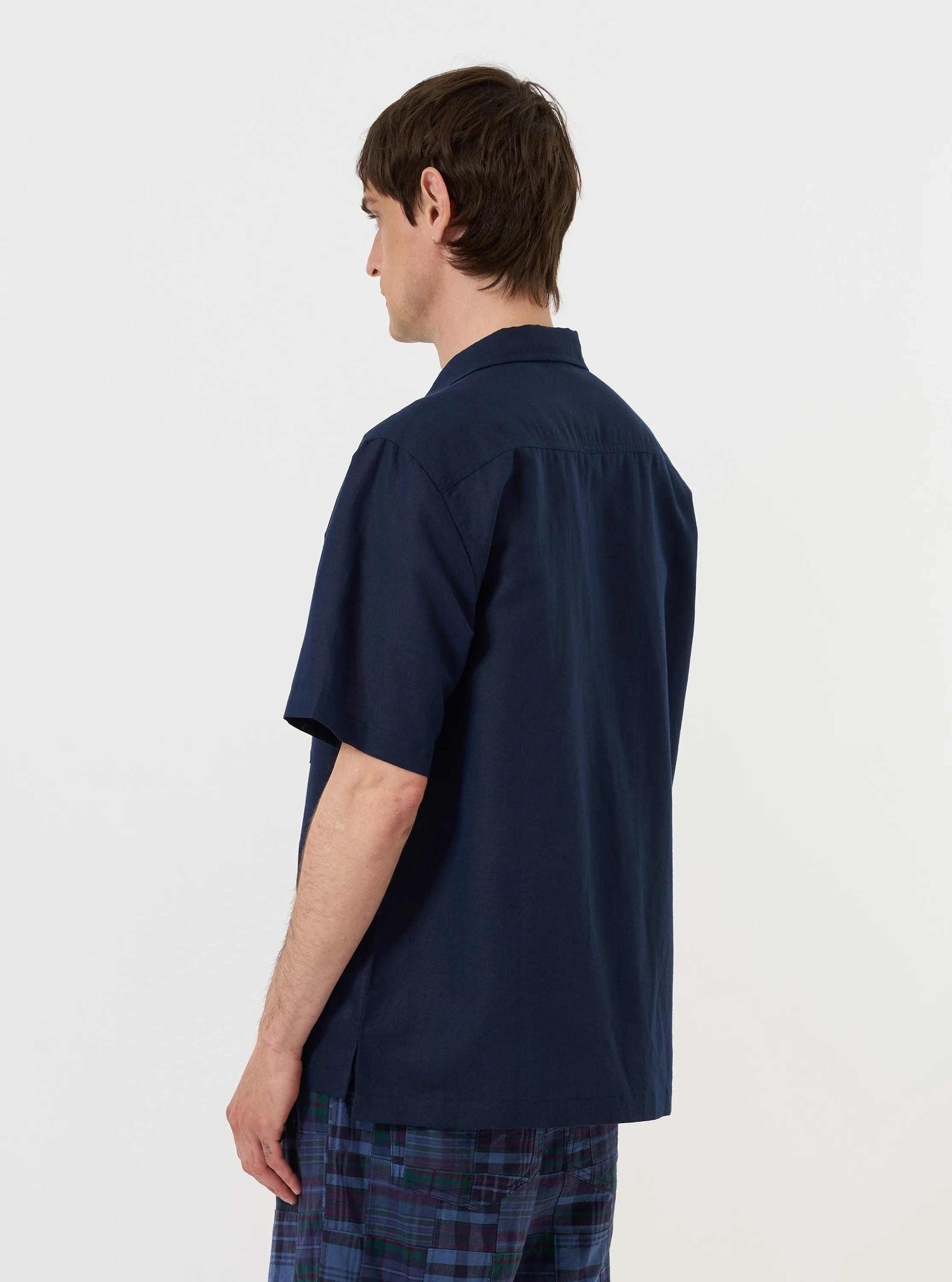 Navy Linen Cotton Shirting Camp Shirt sold by Universal Works product image thumbnail 3