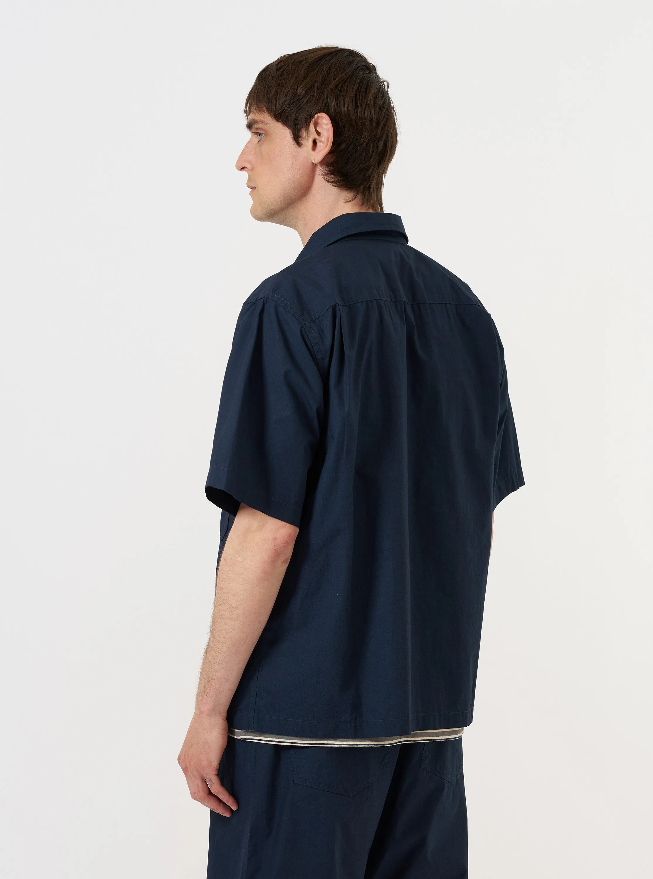 Navy Paper Touch Cotton S/S Fatigue Shirt sold by Universal Works product image thumbnail 3