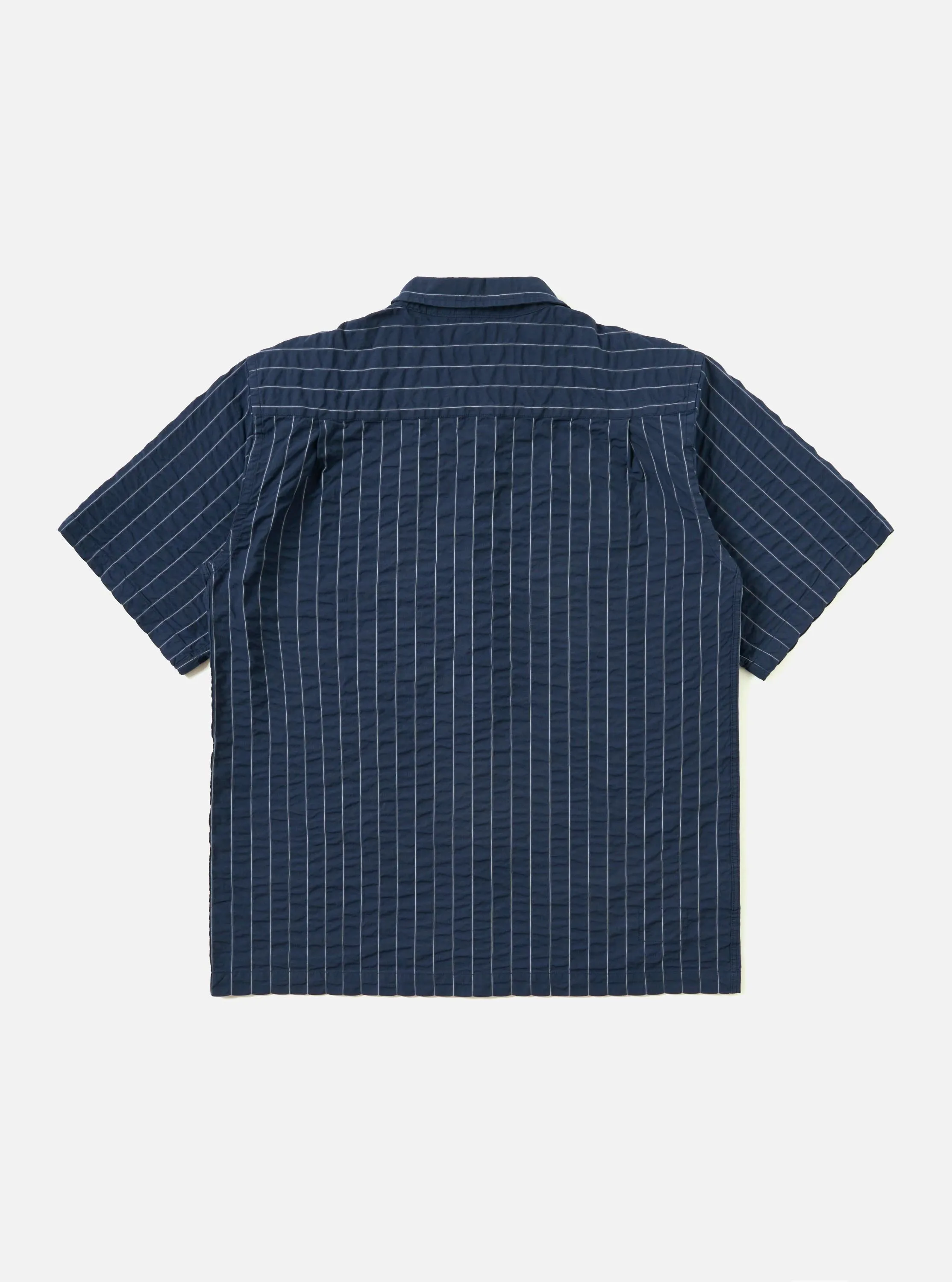 Navy Chester Stripe S/S Fatigue Shirt sold by Universal Works product image thumbnail 5