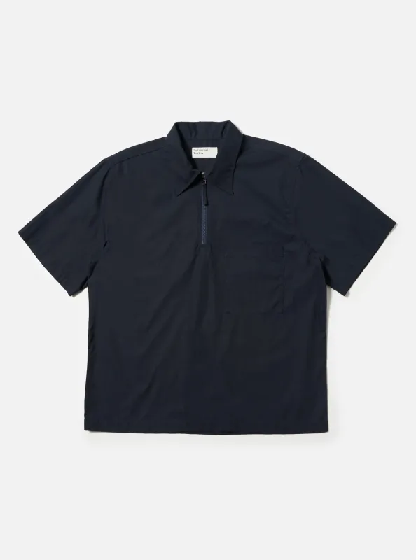 Navy Broadcloth Ewan Shirt made by Universal Works