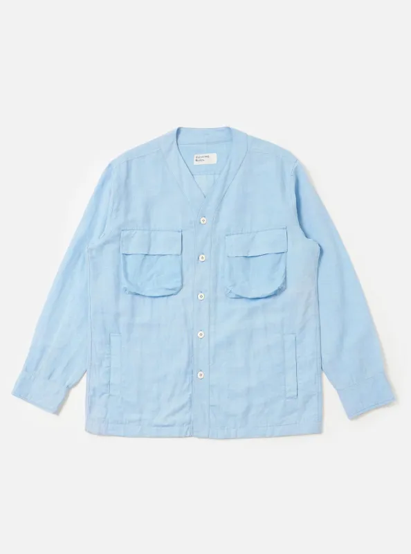 Pale Blue Linen Cotton Shirting Parachute Shirt made by Universal Works