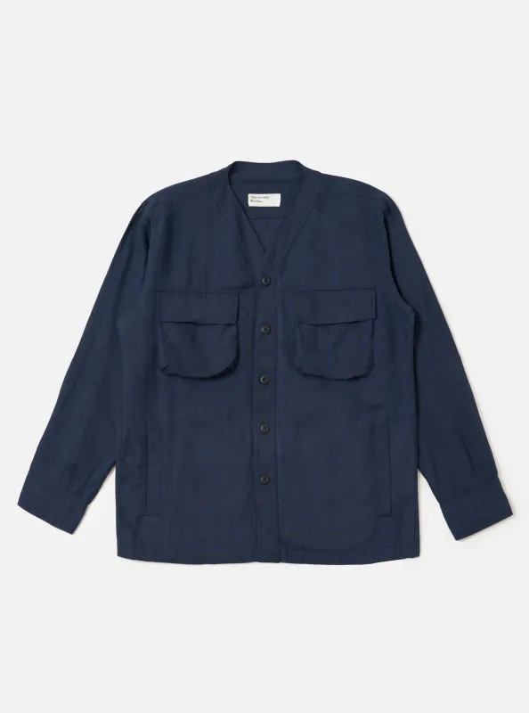 Navy Linen Cotton Shirting Parachute Shirt made by Universal Works