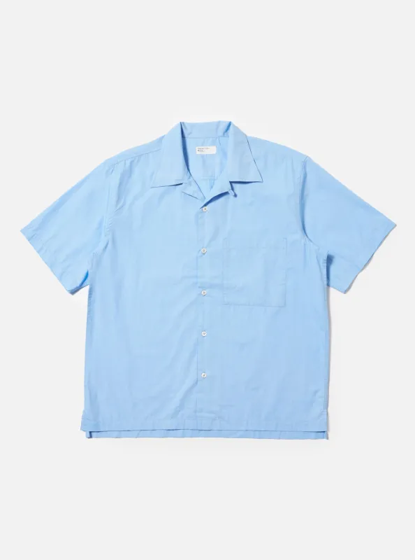 Pale Blue Broadcloth Camp Shirt made by Universal Works