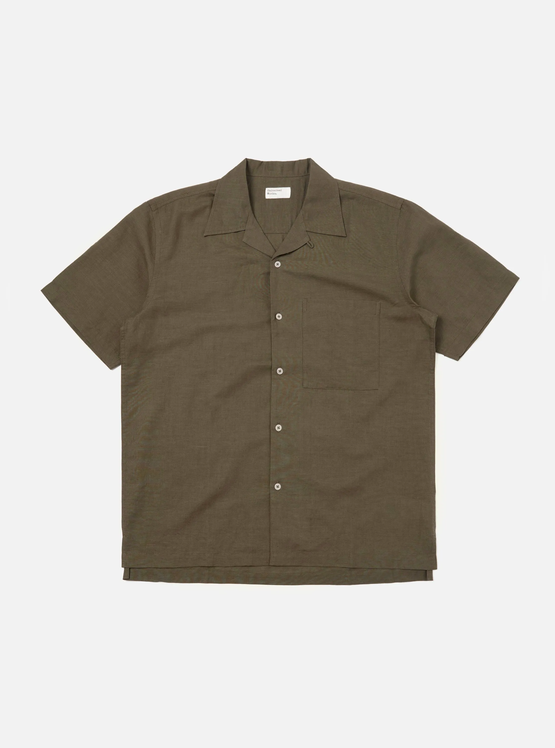 Olive Linen Cotton Shirting Camp Shirt sold by Universal Works