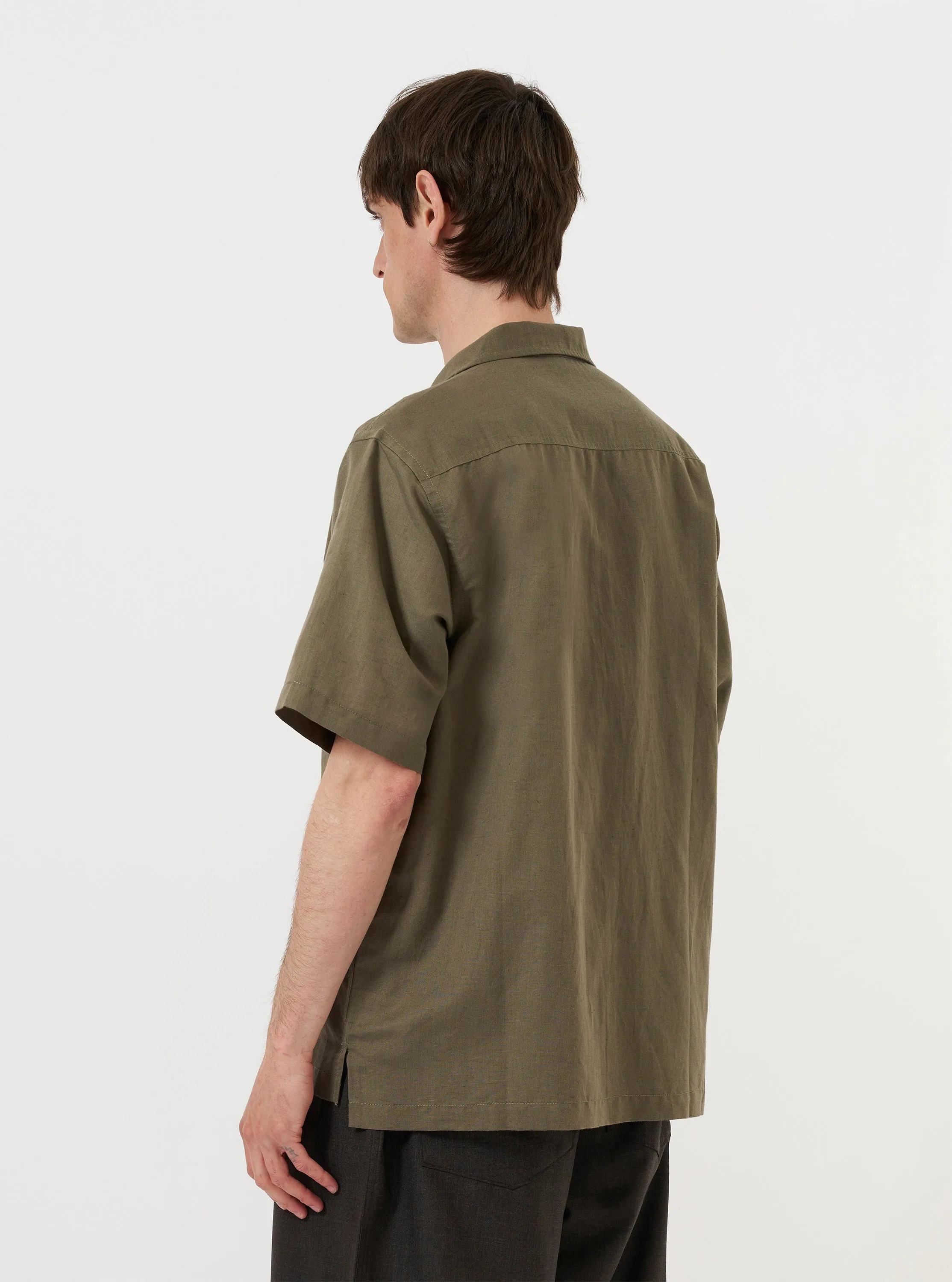 Olive Linen Cotton Shirting Camp Shirt sold by Universal Works product image thumbnail 3