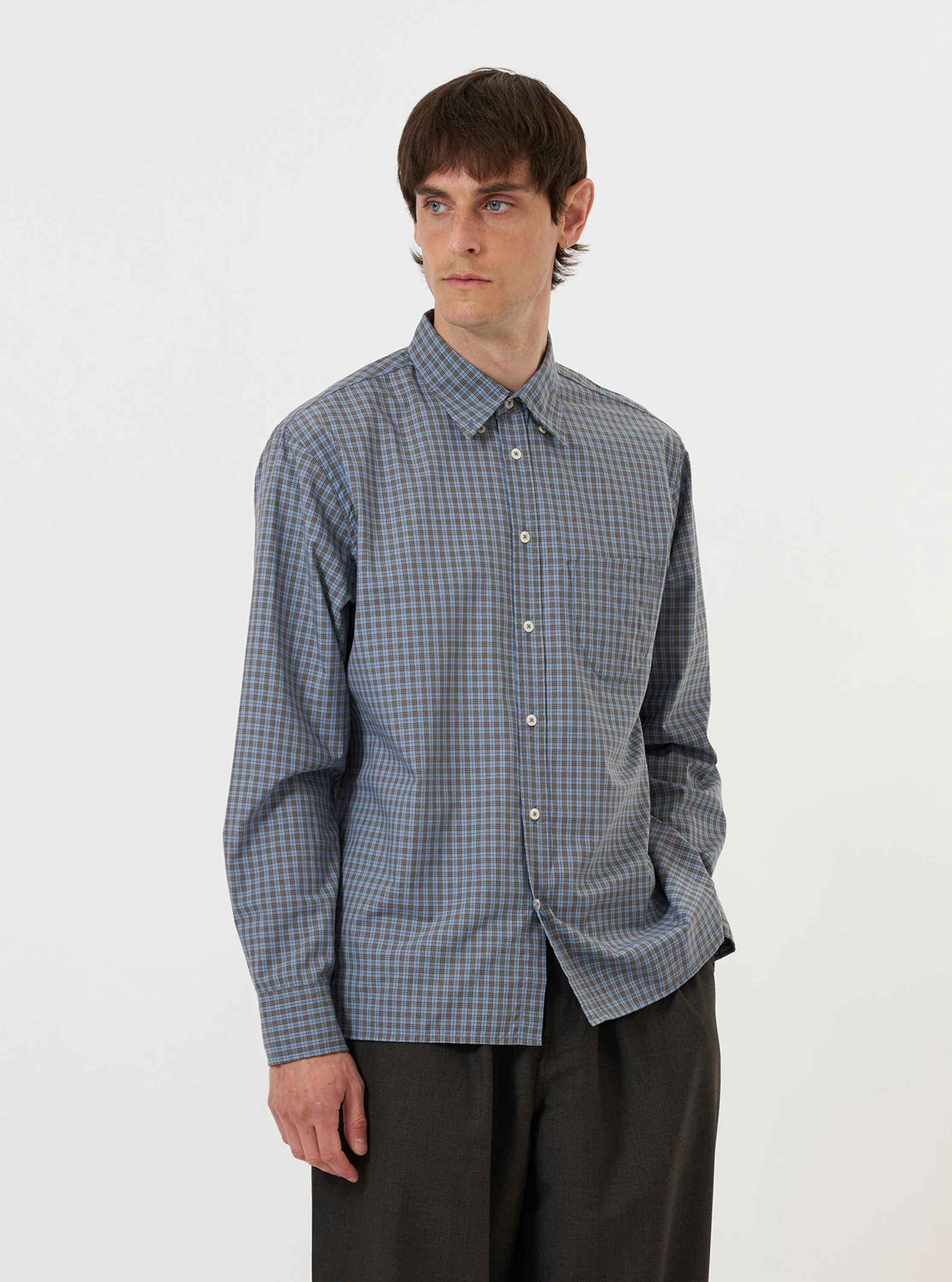 Pale Blue Check Plaid Lazy Day Shirt sold by Universal Works product image thumbnail 2