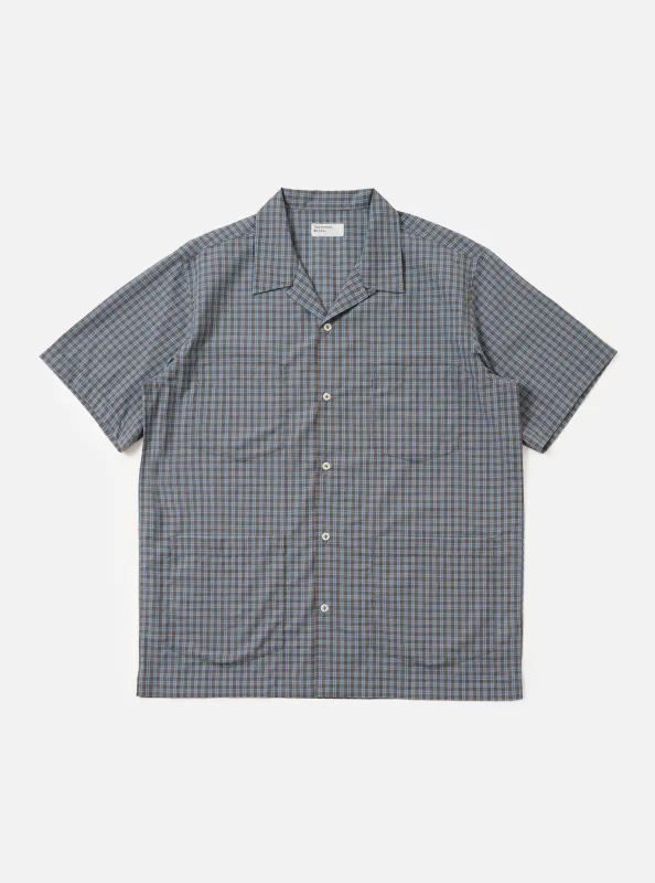 Pale Blue Check Plaid Summer Overshirt made by Universal Works