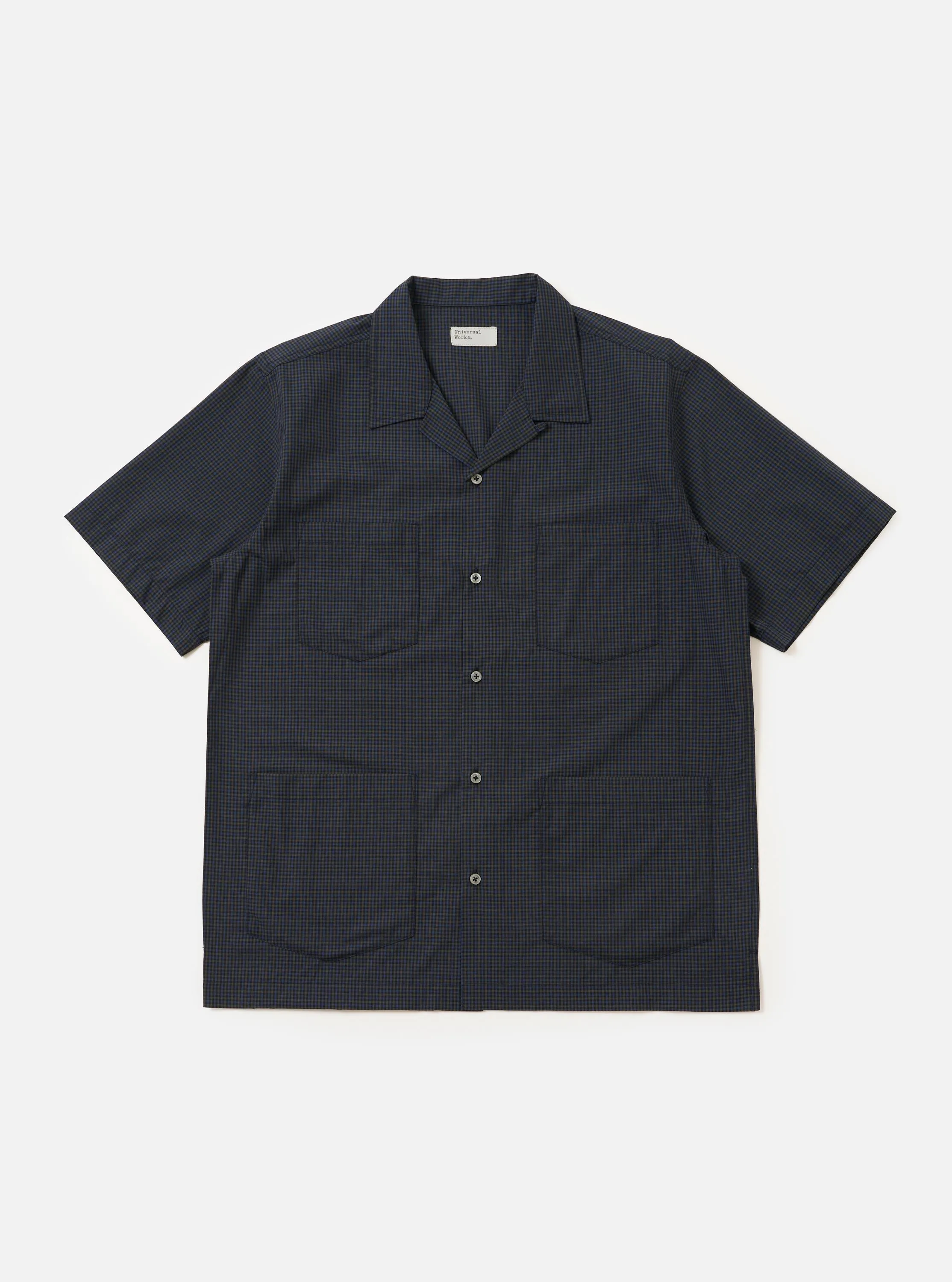 Navy Check Plaid Summer Overshirt sold by Universal Works