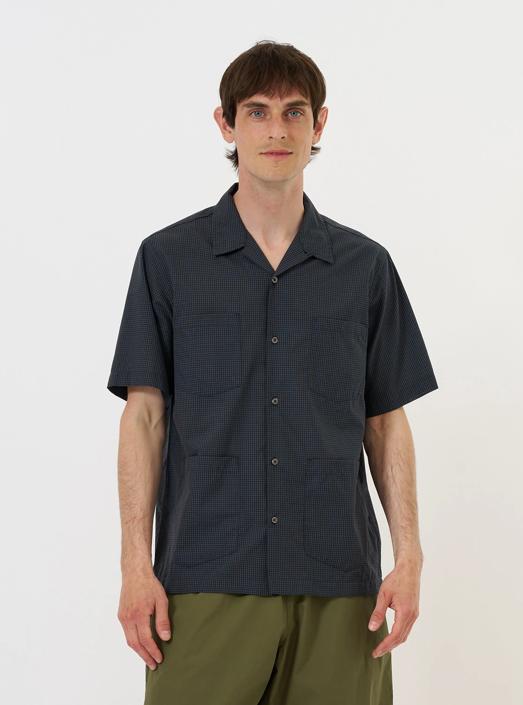 Navy Check Plaid Summer Overshirt sold by Universal Works product image thumbnail 2