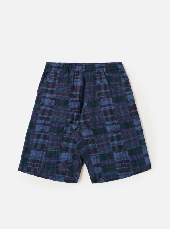 Navy Madras Patchwork Vacation Short made by Universal Works