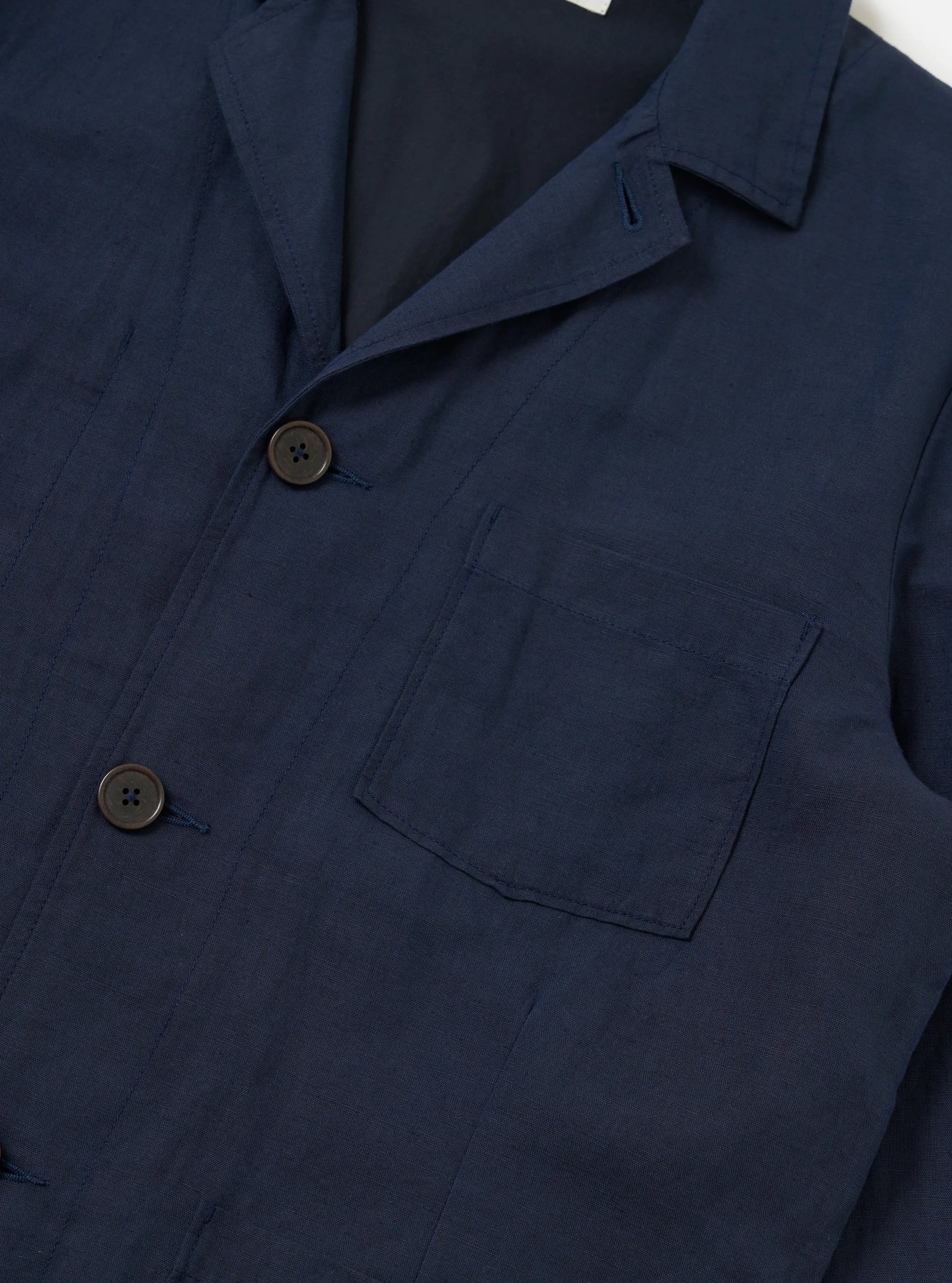 Navy Linen Cotton Shirting Dizzy Jacket sold by Universal Works product image thumbnail 4