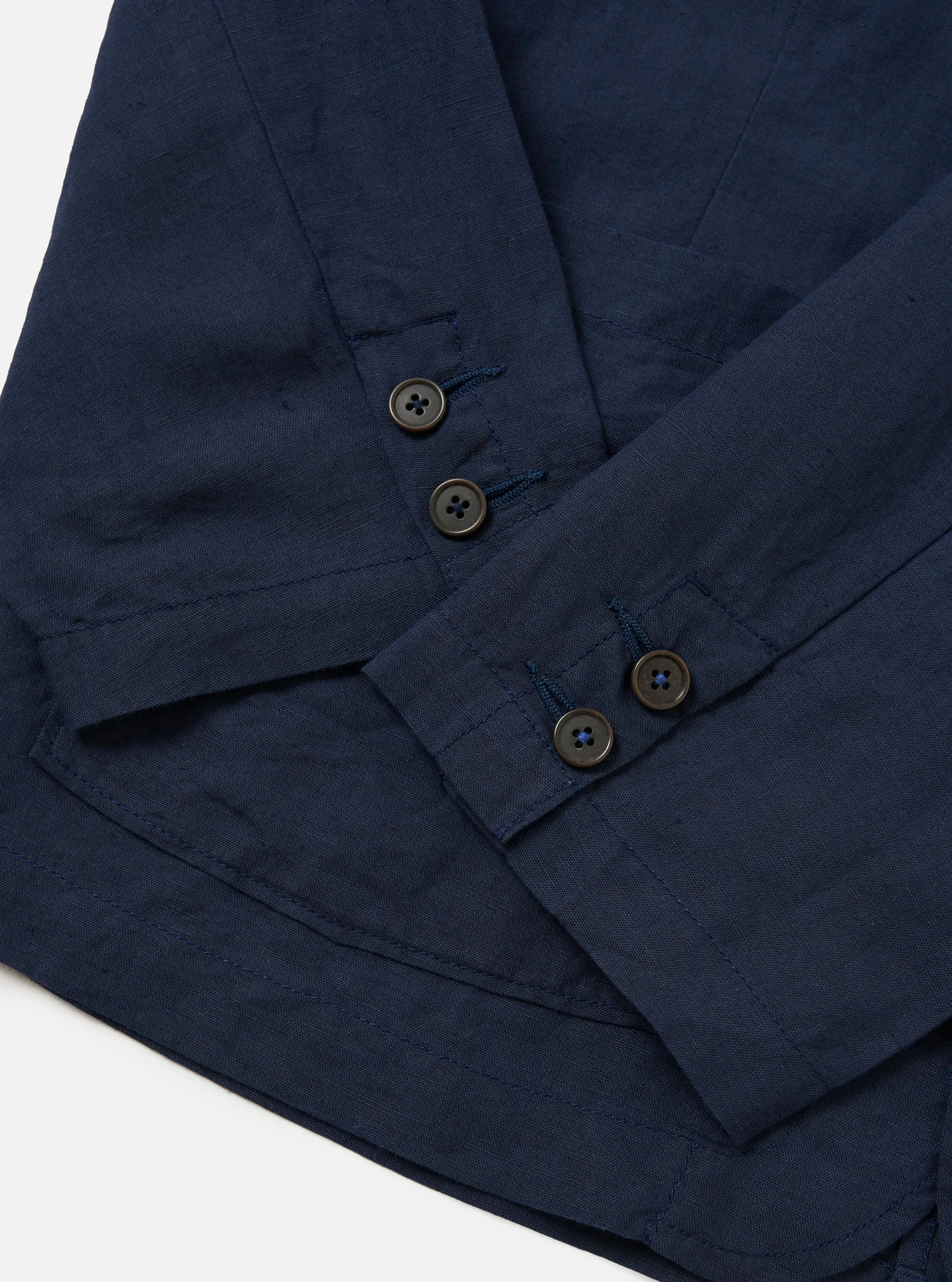 Navy Linen Cotton Shirting Dizzy Jacket sold by Universal Works product image thumbnail 5