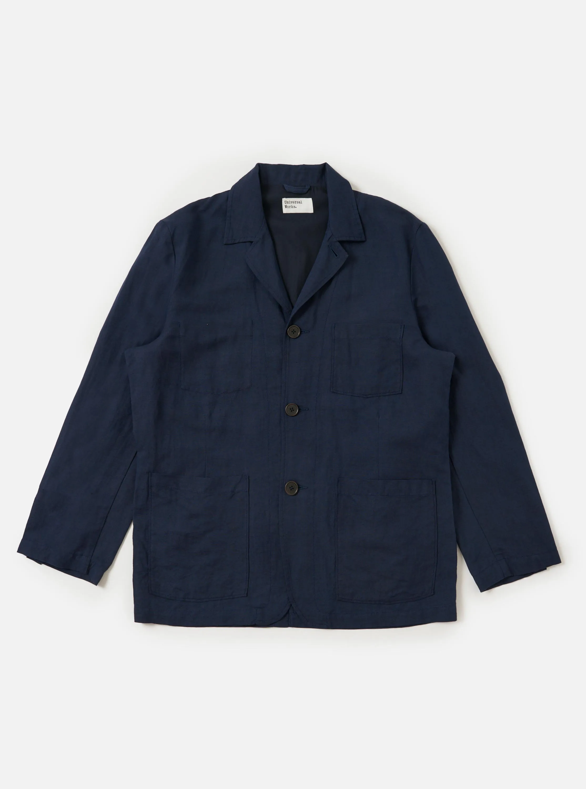 Navy Linen Cotton Shirting Dizzy Jacket sold by Universal Works