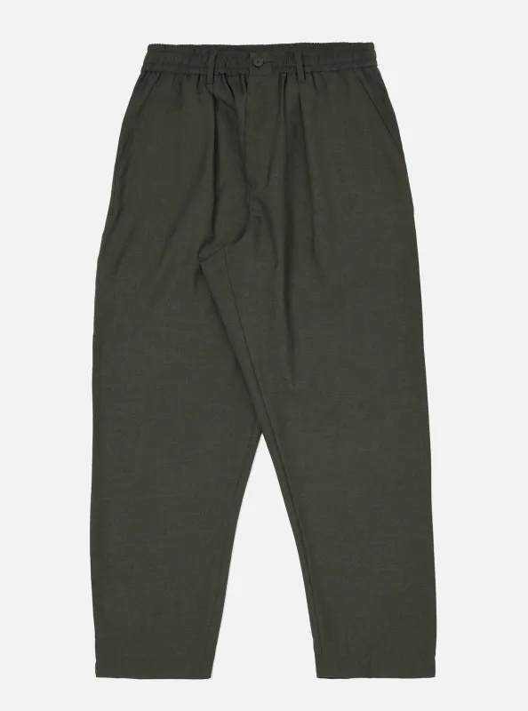 Olive Marl Tropical Suiting Pleated Track Pant made by Universal Works