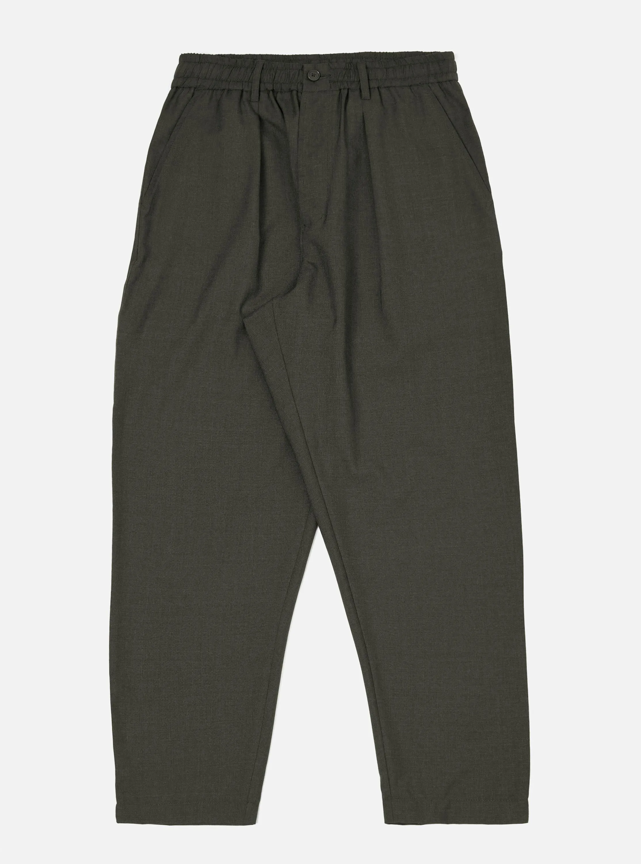 Olive Marl Tropical Suiting Pleated Track Pant sold by Universal Works