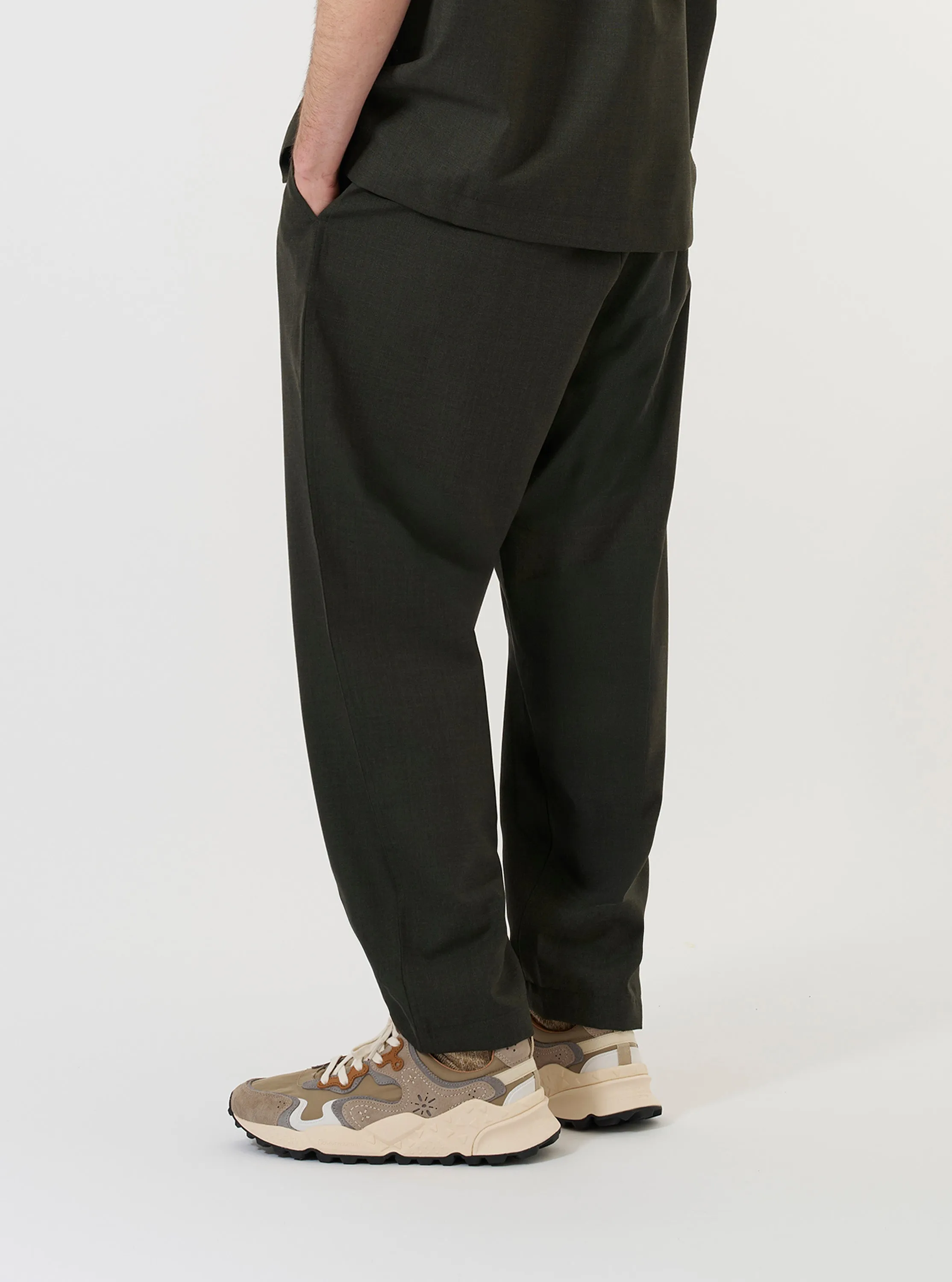 Olive Marl Tropical Suiting Pleated Track Pant sold by Universal Works product image thumbnail 3