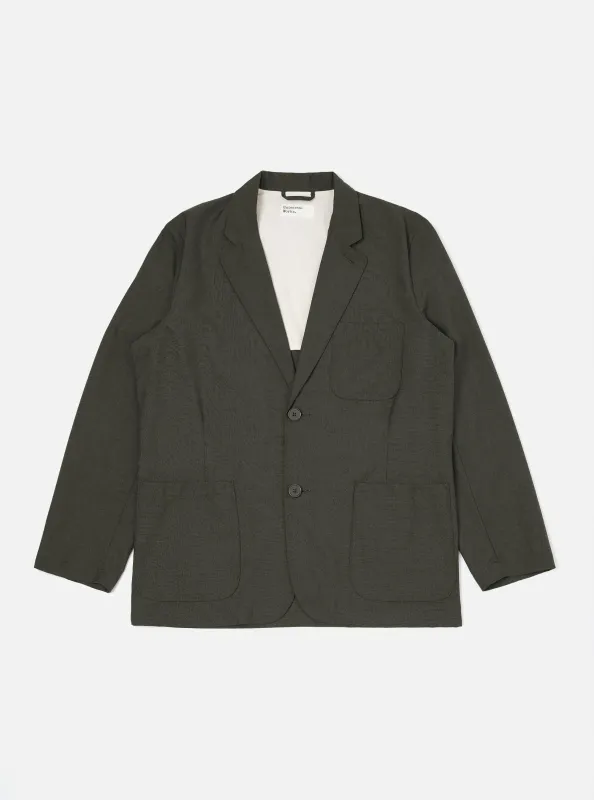 Olive Marl Tropical Suiting Two Button Jacket made by Universal Works