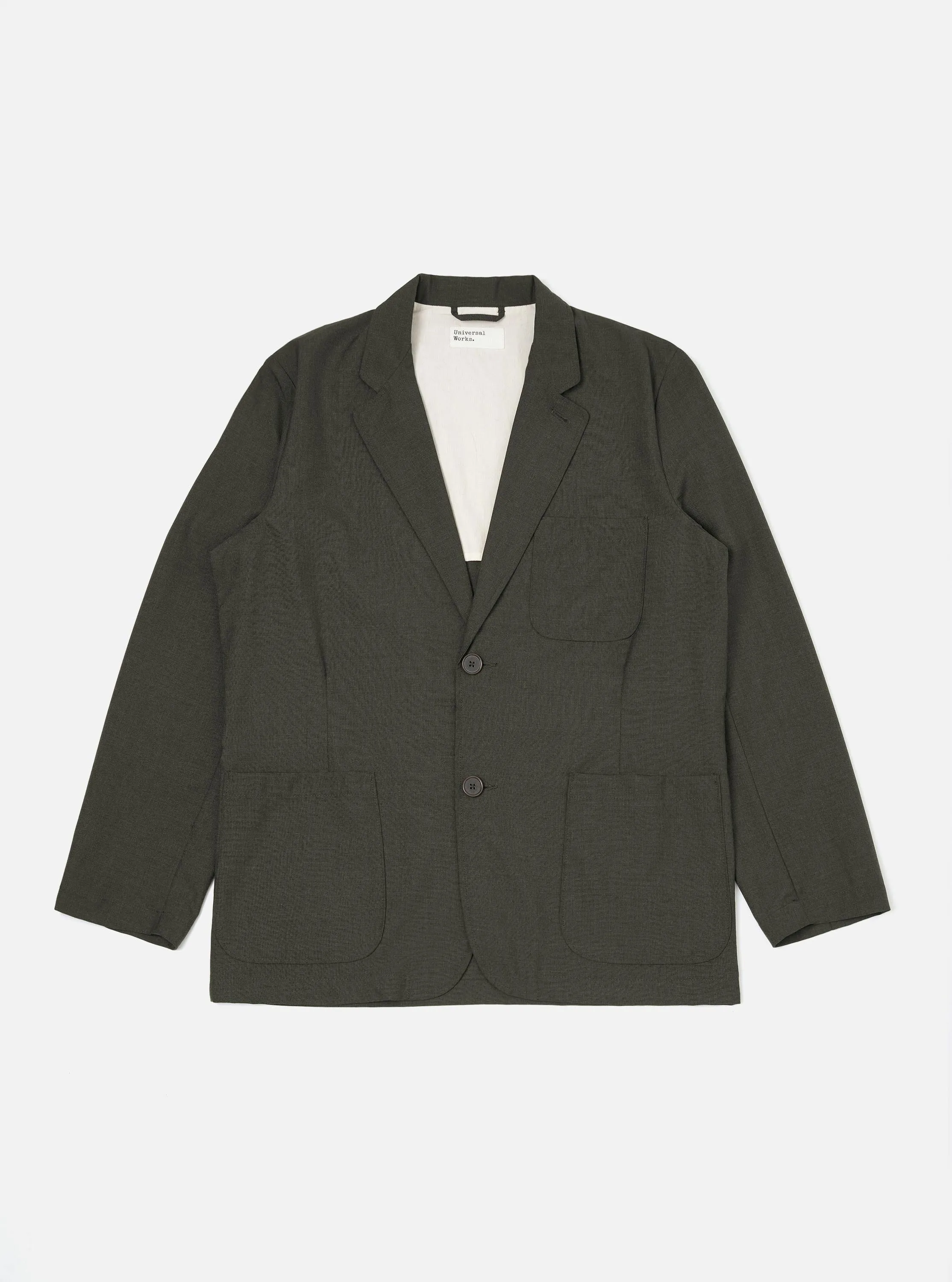 Olive Marl Tropical Suiting Two Button Jacket sold by Universal Works
