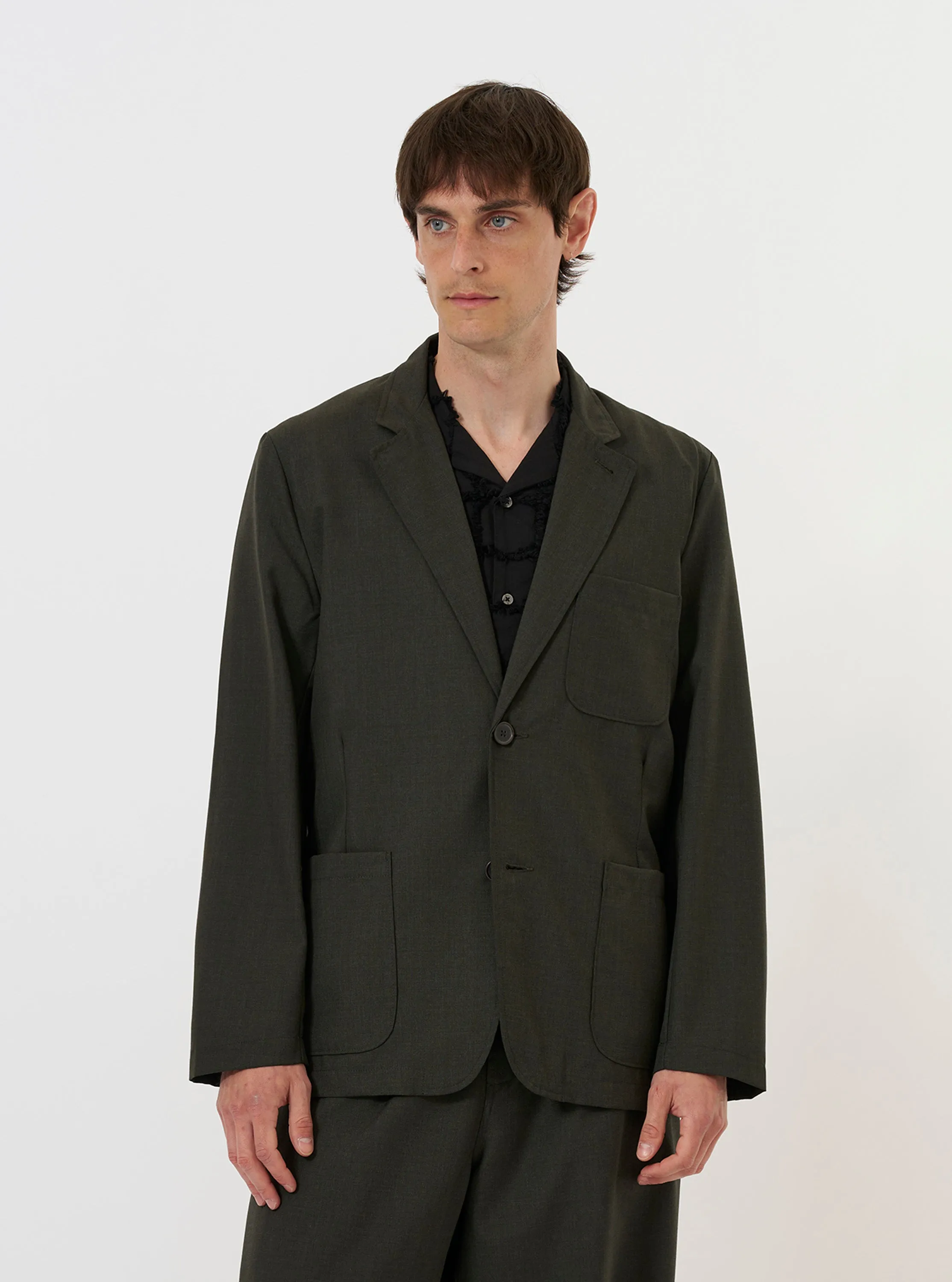 Olive Marl Tropical Suiting Two Button Jacket sold by Universal Works product image thumbnail 2