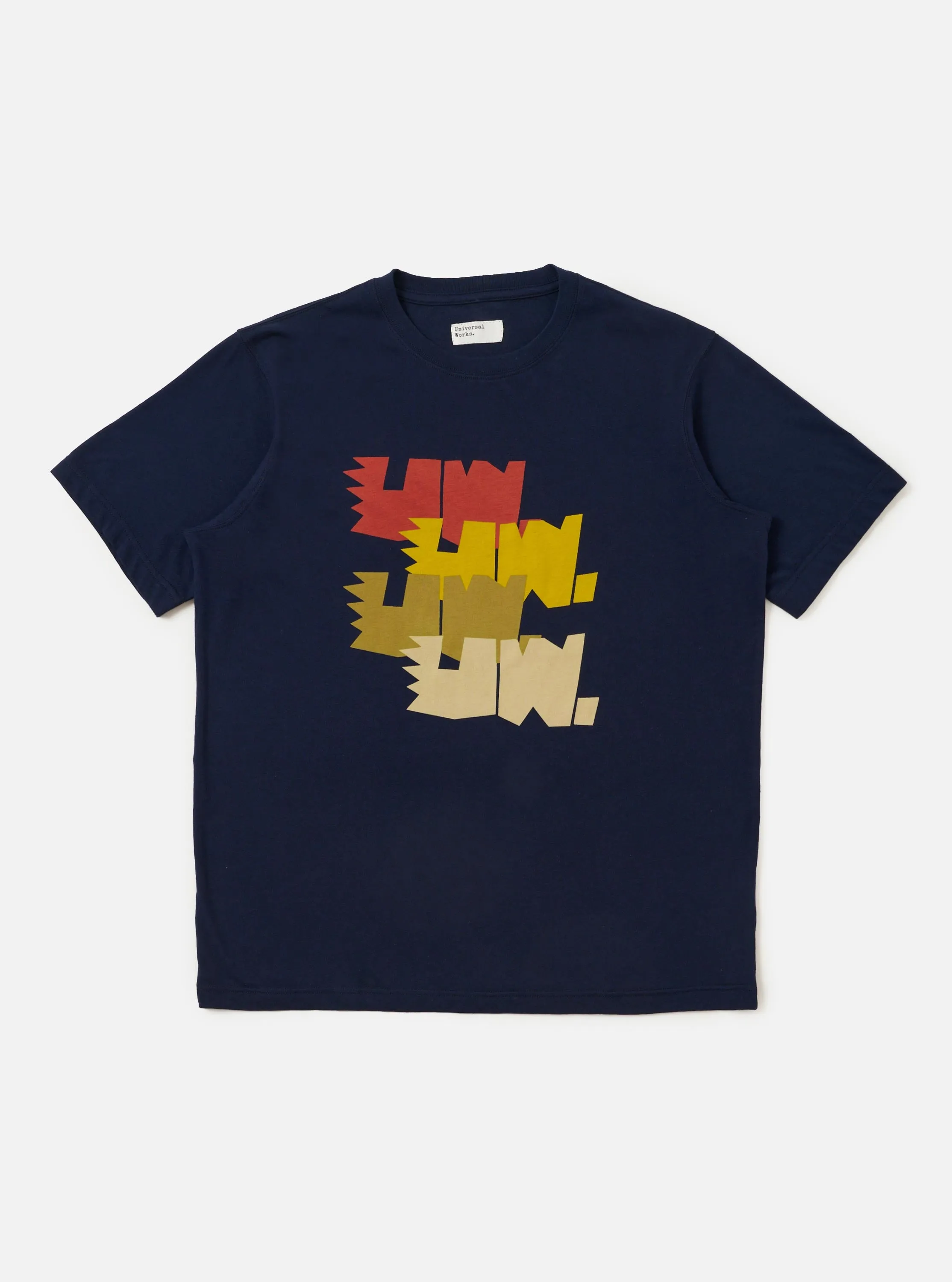 Navy Single Jersey Multi UW Print Multi UW Print Tee sold by Universal Works