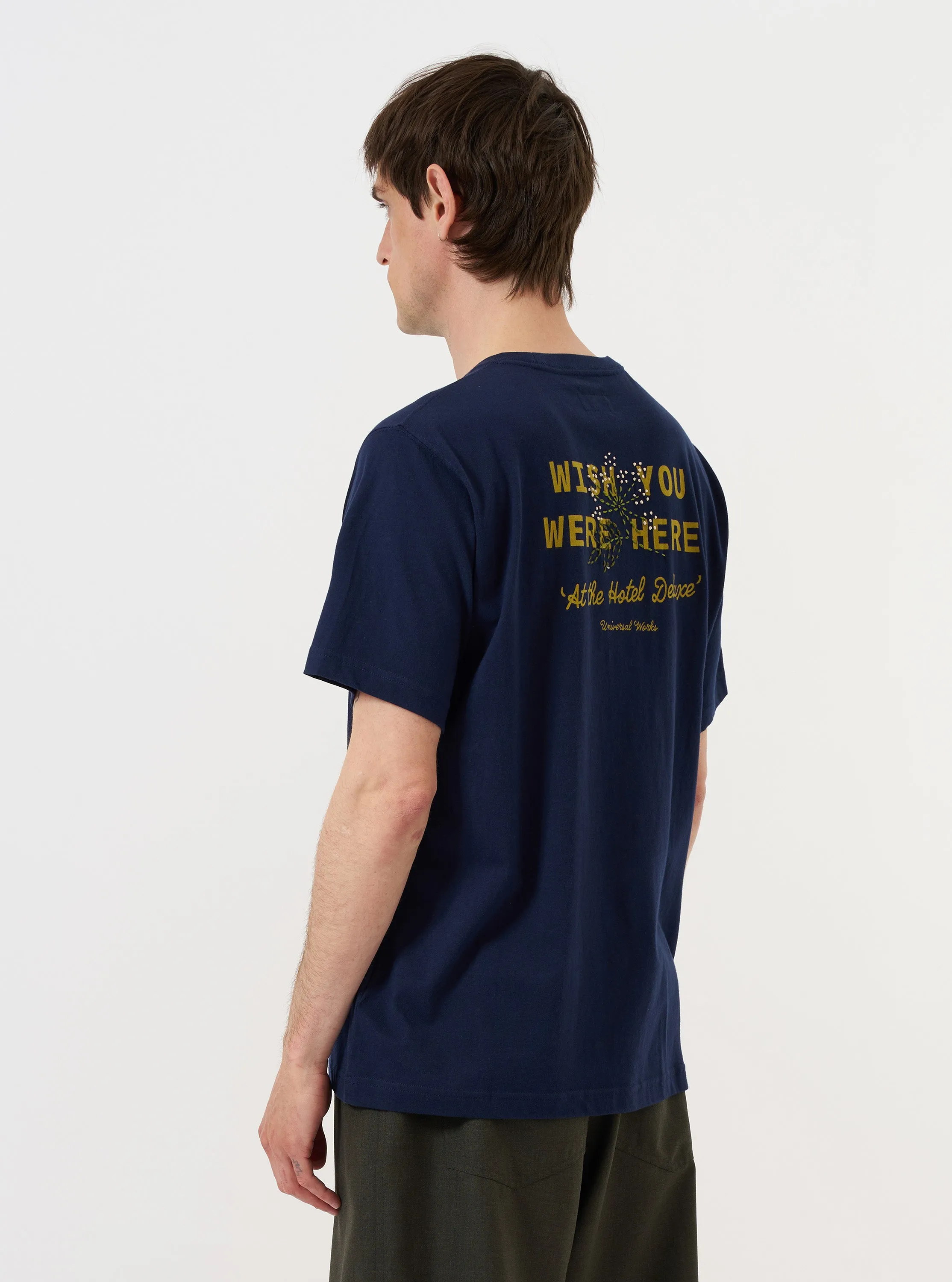 Navy Single Jersey Wish Wish You Were Here Tee sold by Universal Works product image thumbnail 3
