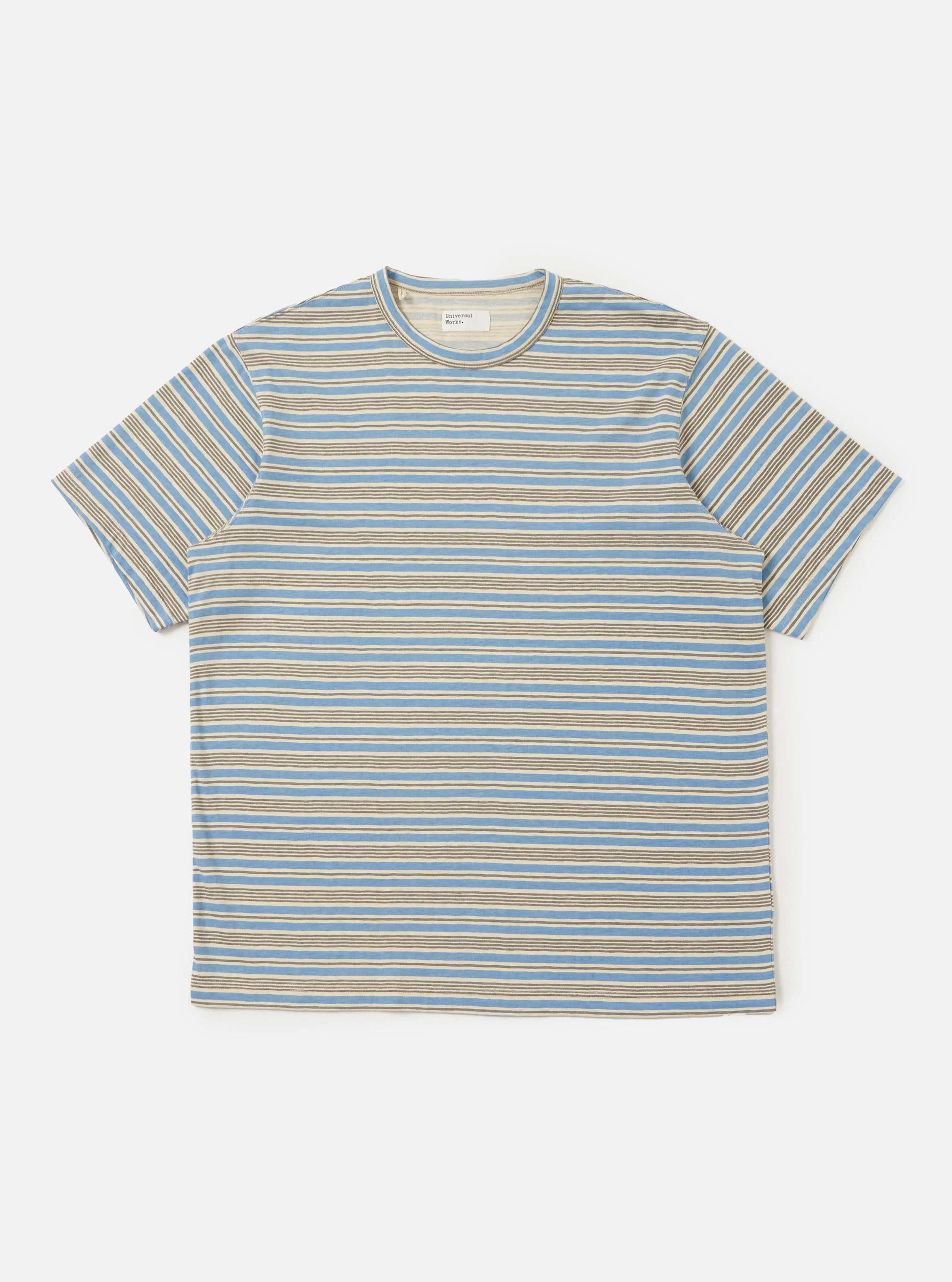 Pale Blue OS Stripe Jersey Core Tee sold by Universal Works
