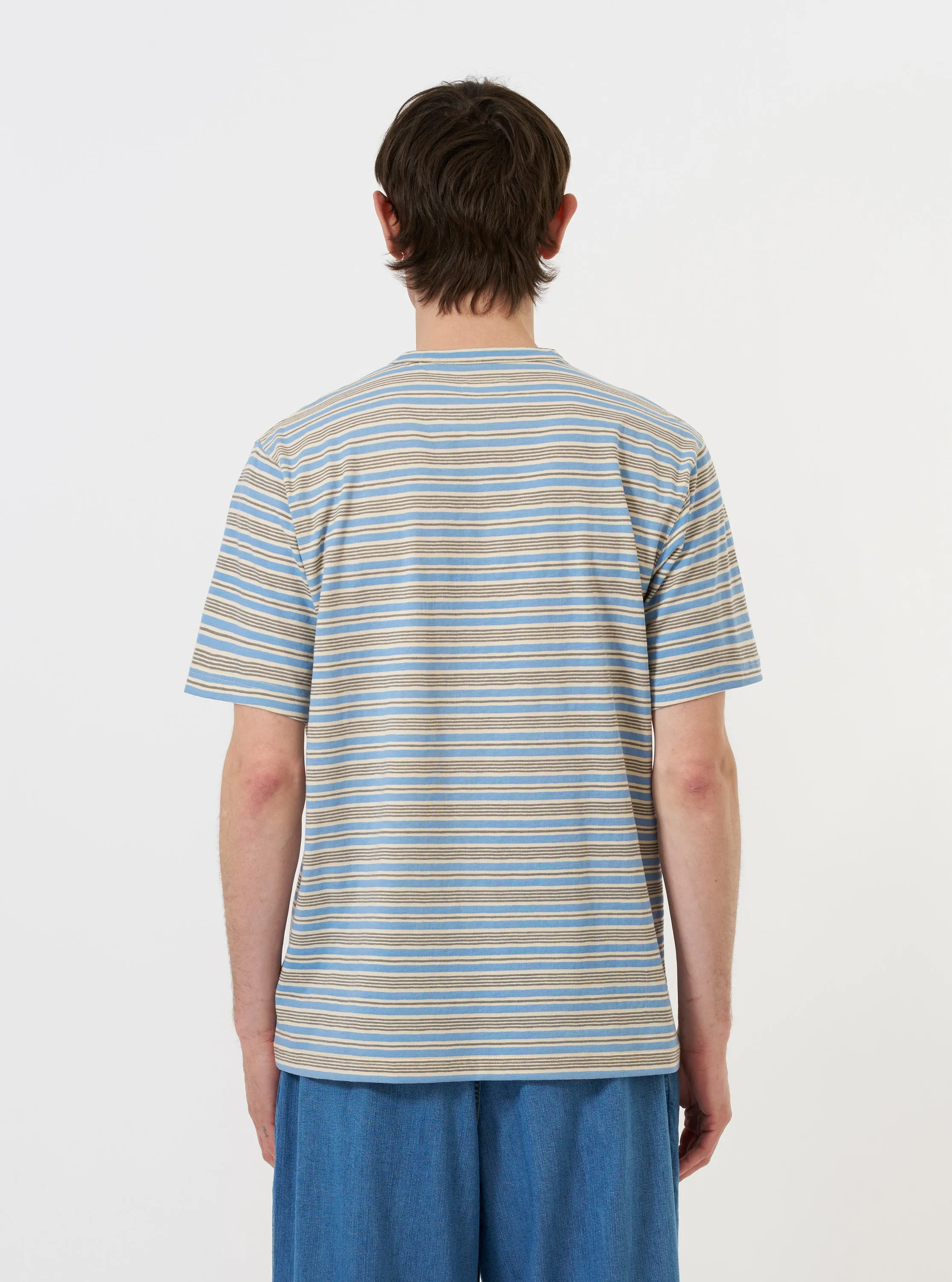 Pale Blue OS Stripe Jersey Core Tee sold by Universal Works product image thumbnail 3