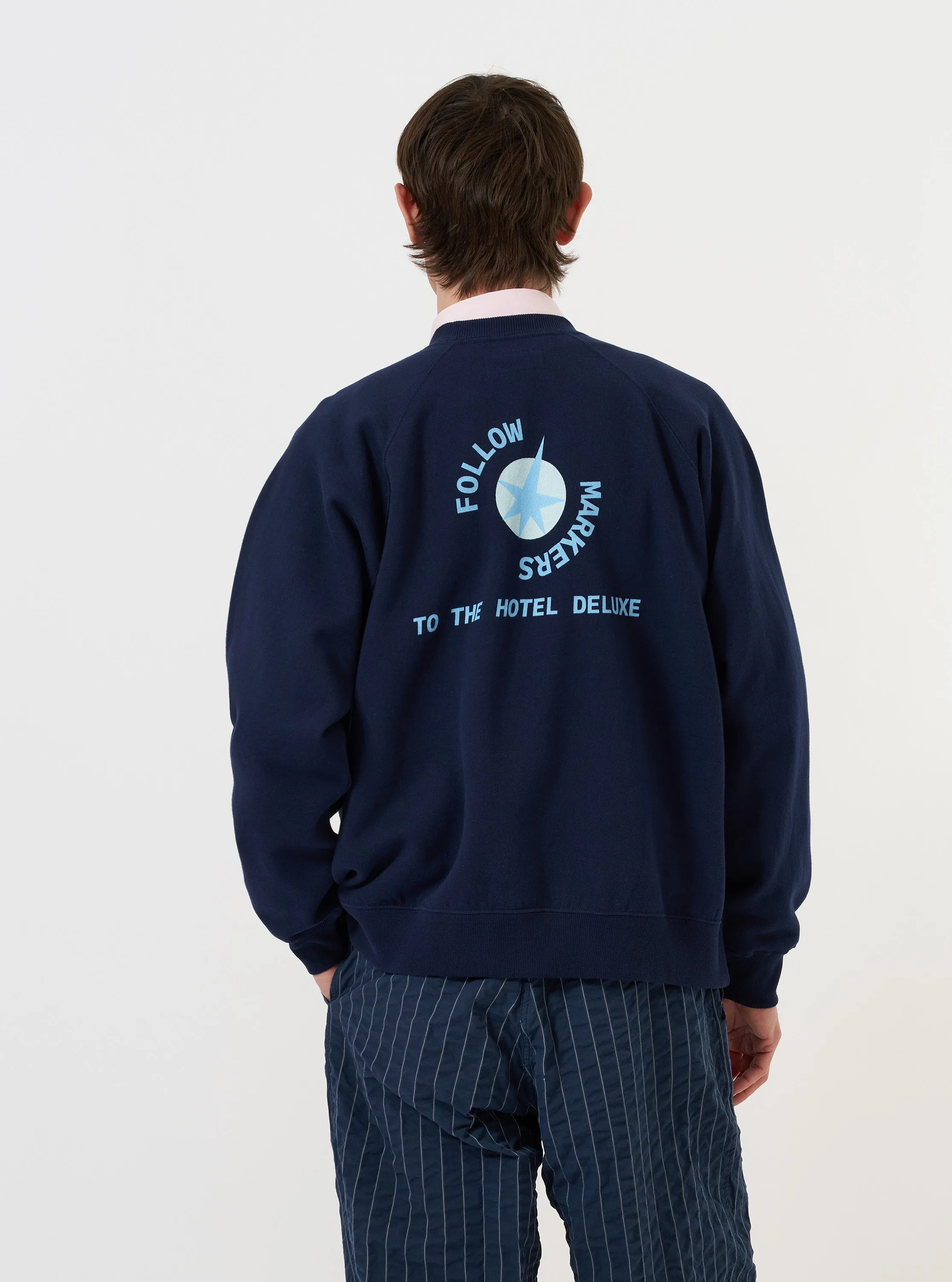 Navy Brush Back Sweat FM Raglan Sweatshirt sold by Universal Works product image thumbnail 3