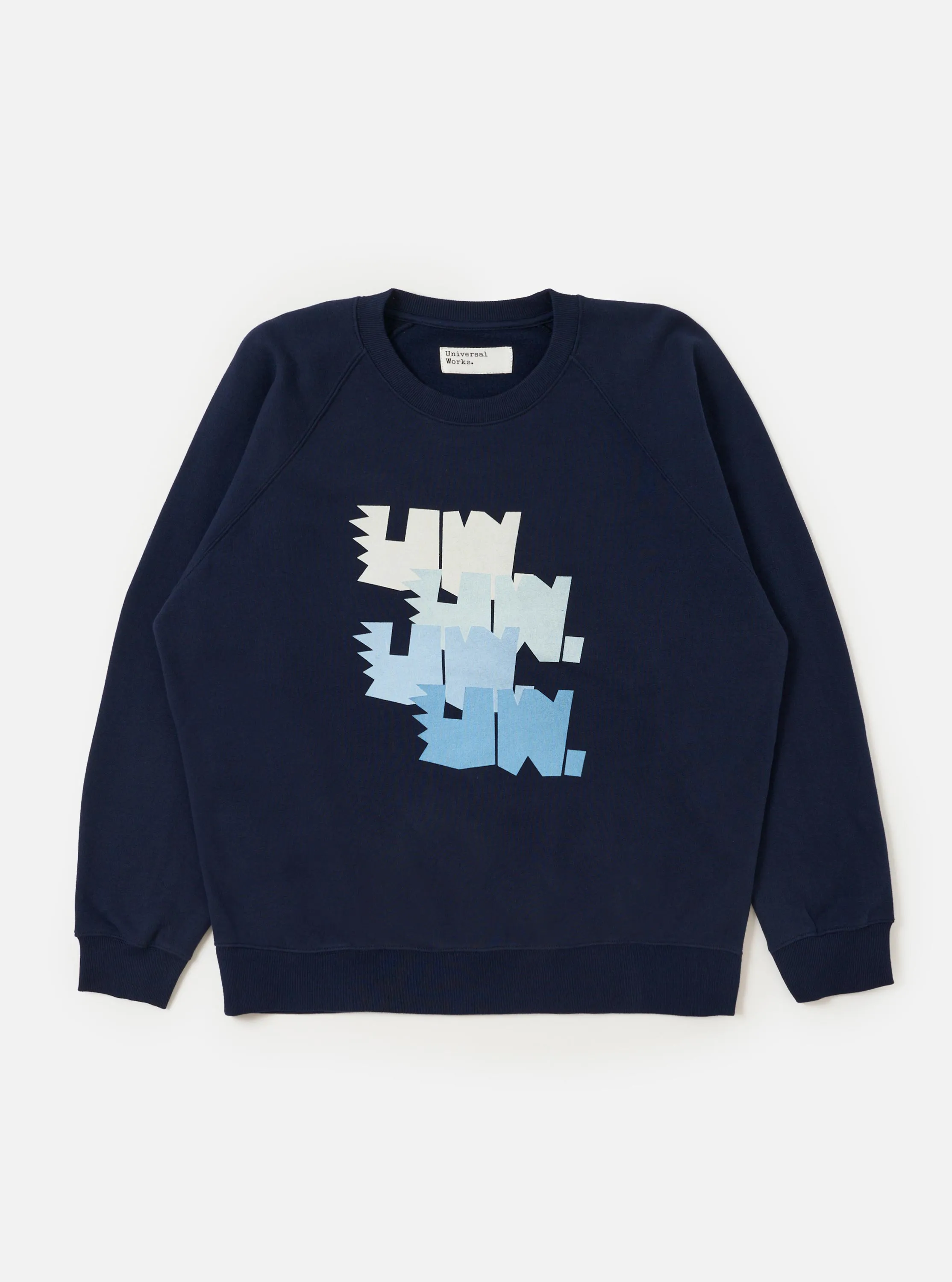 Navy Brush Back Sweat FM Raglan Sweatshirt sold by Universal Works product image thumbnail 5