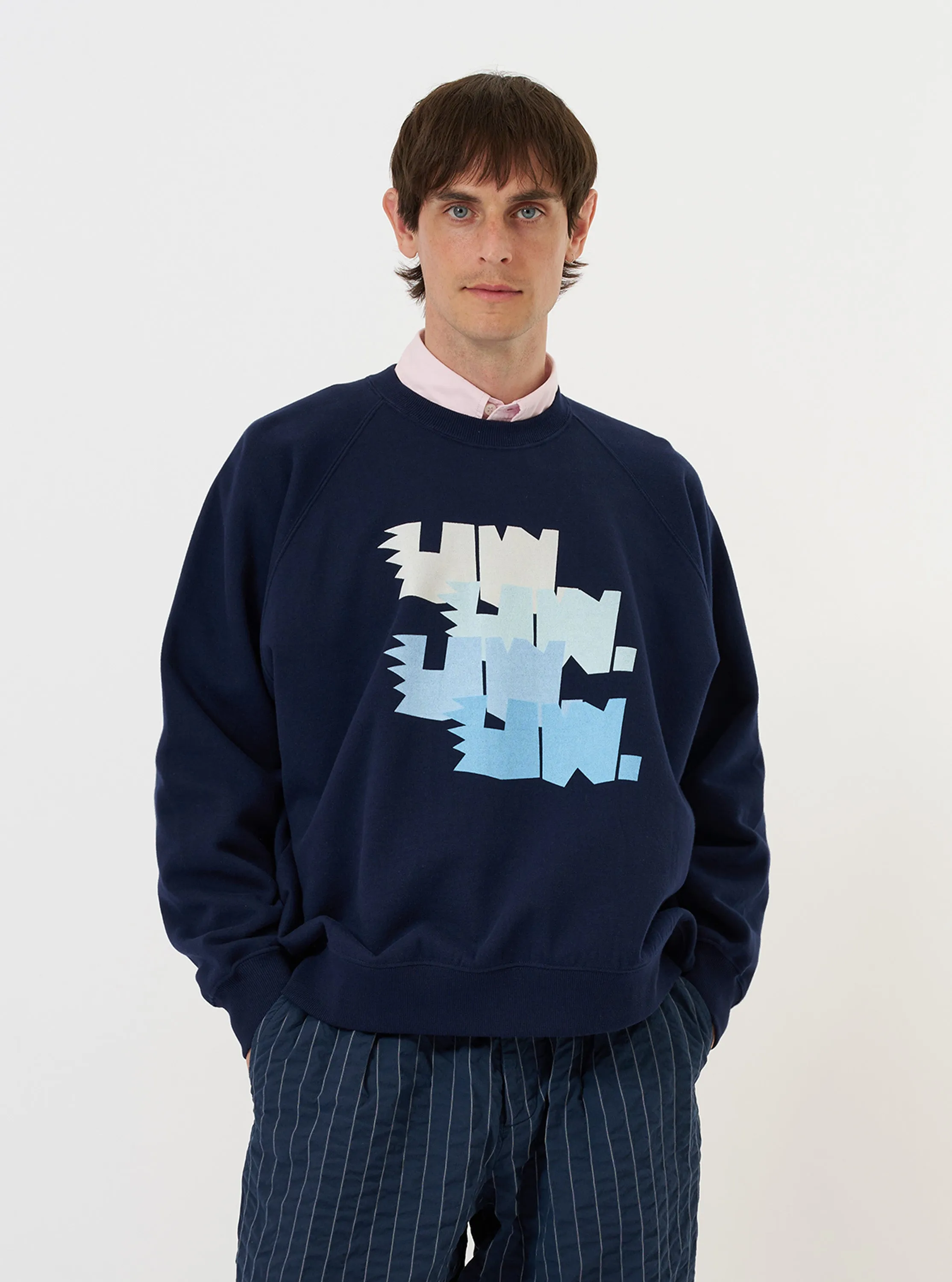 Navy Brush Back Sweat FM Raglan Sweatshirt sold by Universal Works product image thumbnail 2