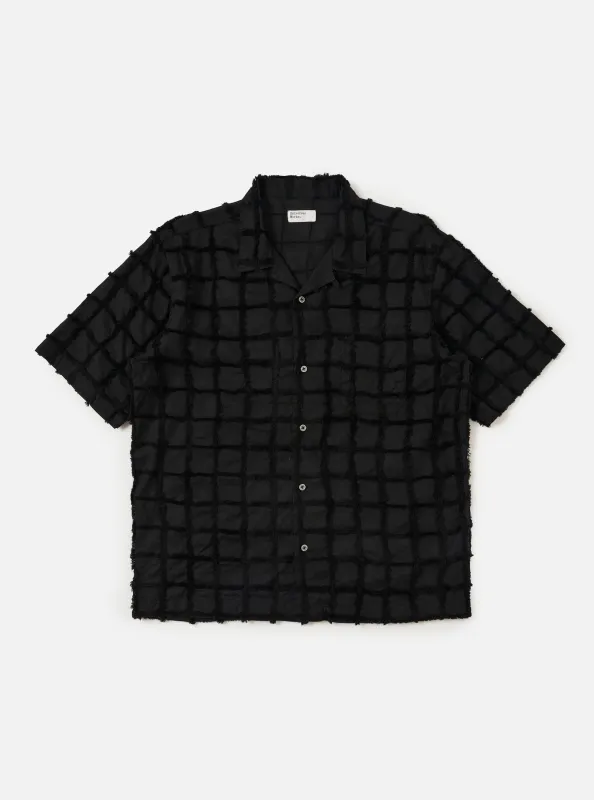 Black 3D Check Road Shirt made by Universal Works