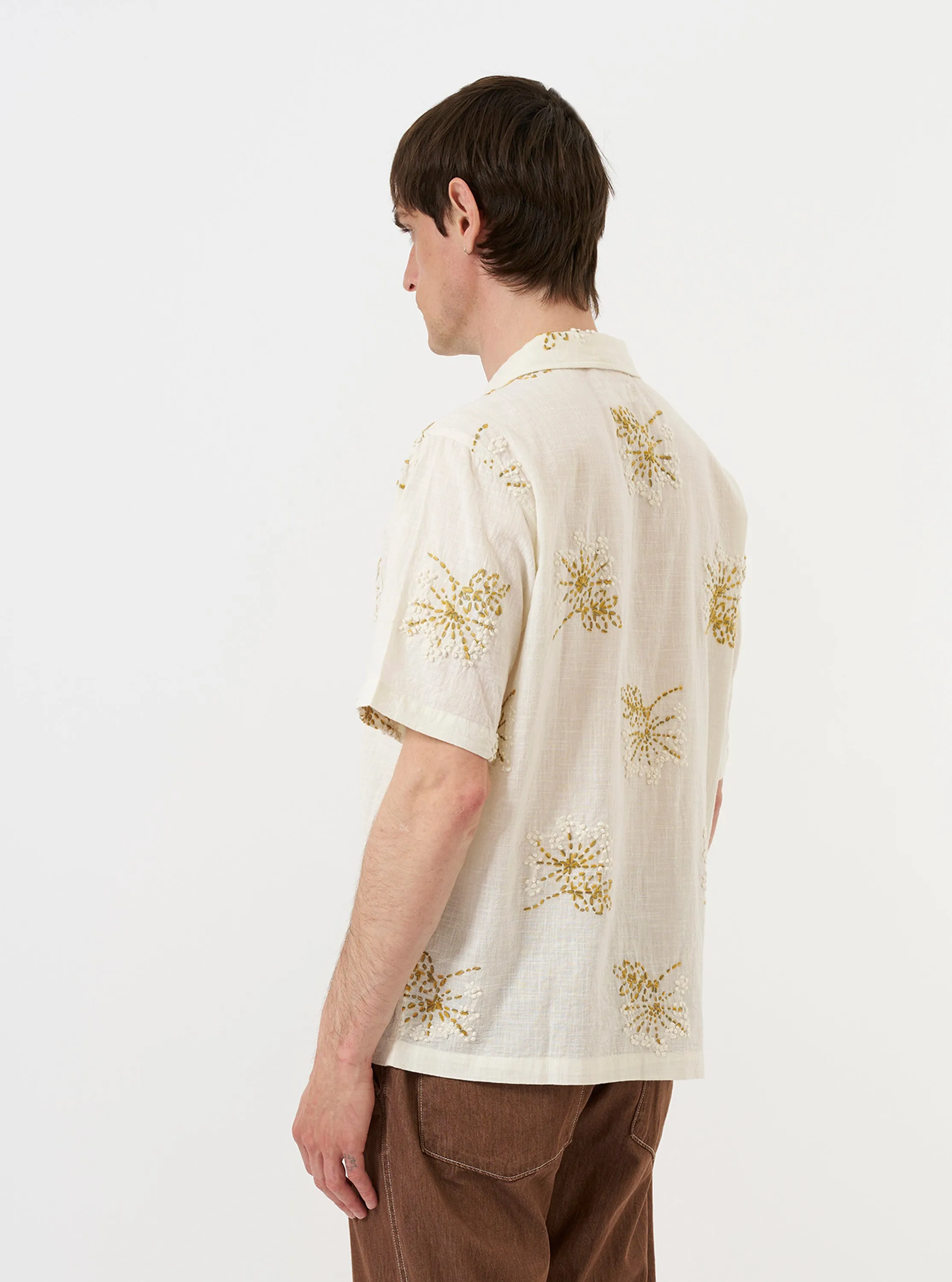 Ecru Hand Embroidered Cotton Road Shirt sold by Universal Works product image thumbnail 3