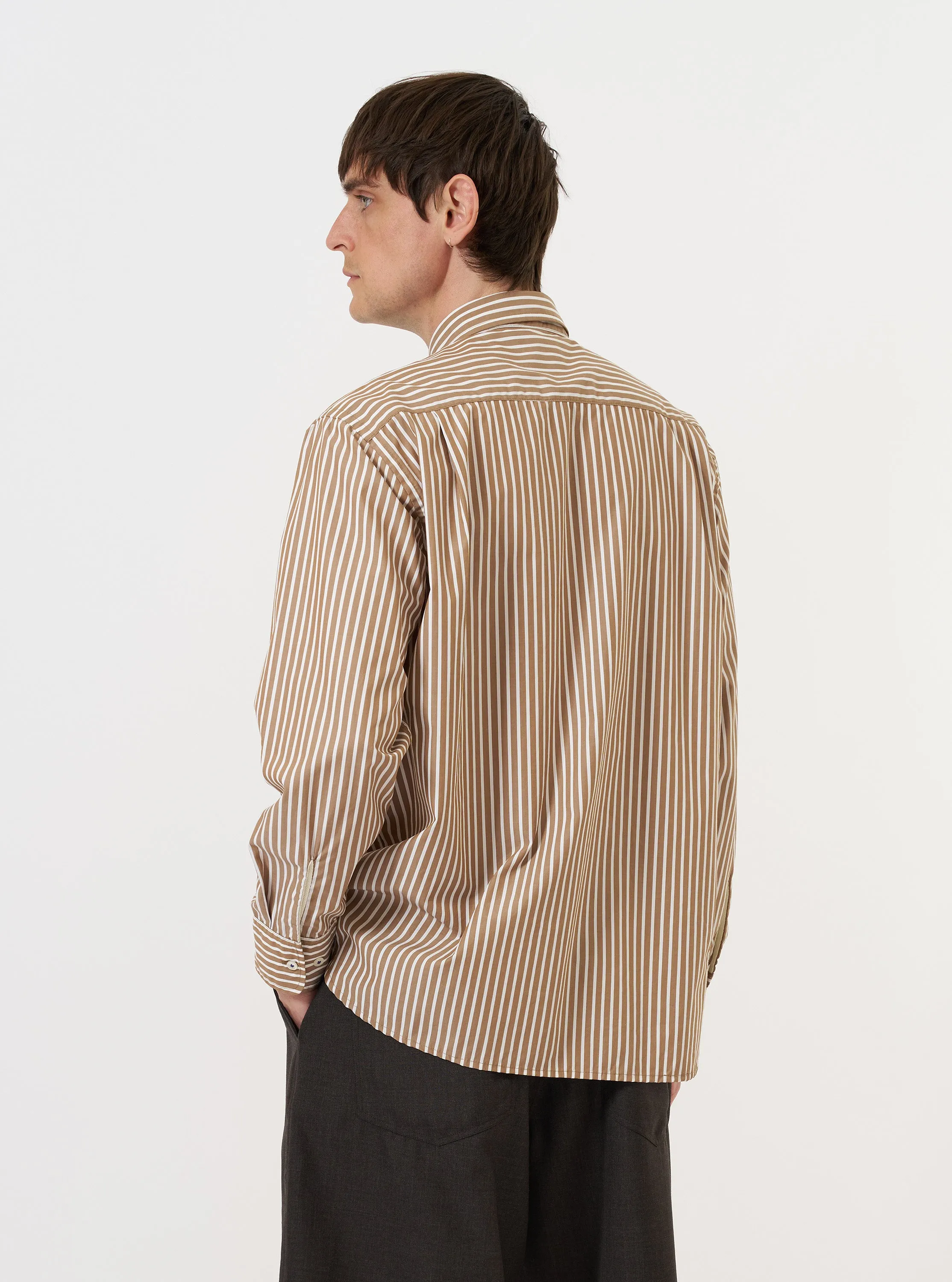 Brown/White Cotton Stripe Square Pocket Shirt sold by Universal Works product image thumbnail 3
