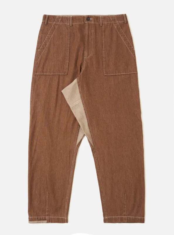 Brown Meco Denim Patched Fatigue Pant made by Universal Works