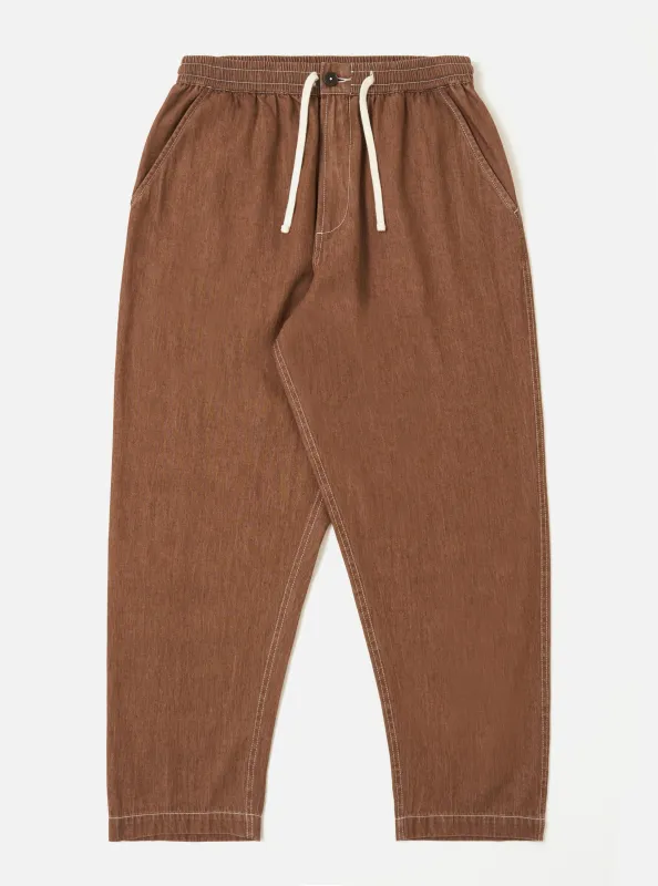Brown Meco Denim Hi Water Trouser made by Universal Works
