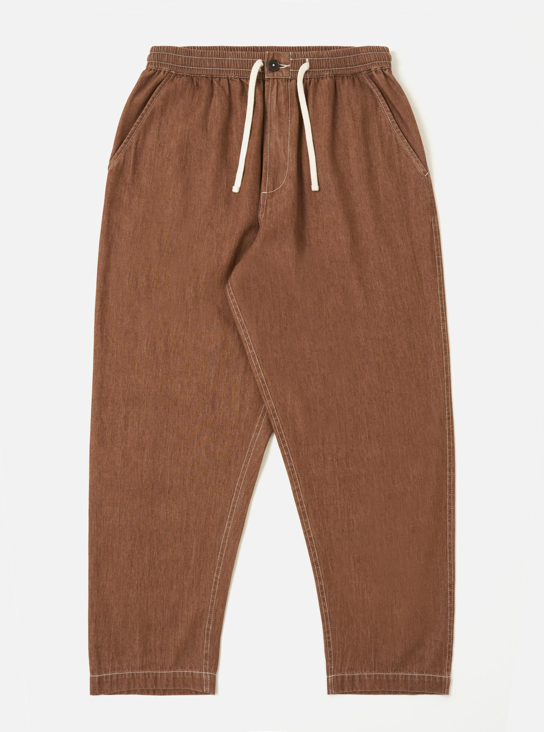 Brown Meco Denim Hi Water Trouser sold by Universal Works