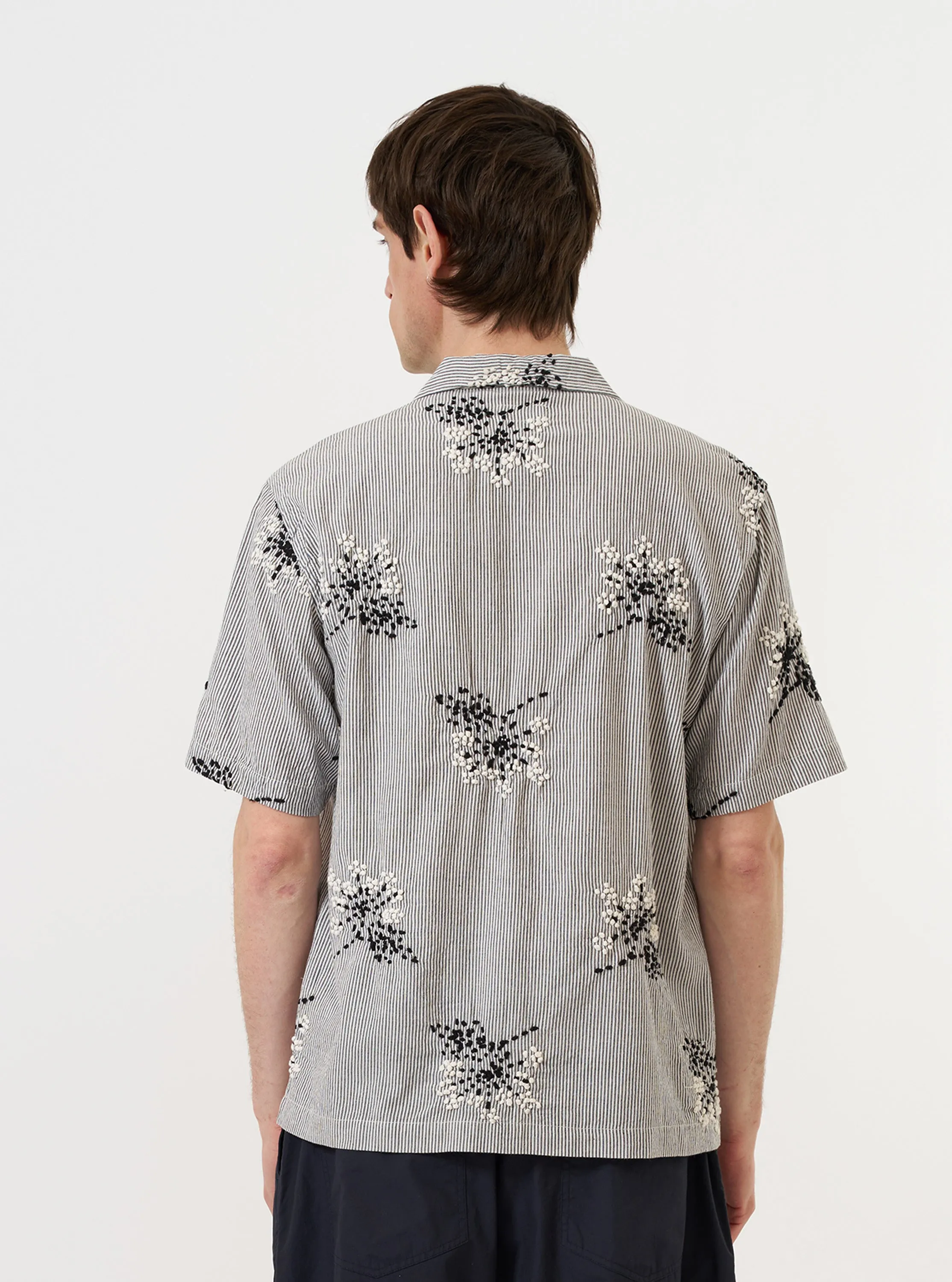 Grey Hand Embroidered Stripe Cotton Road Shirt sold by Universal Works product image thumbnail 3
